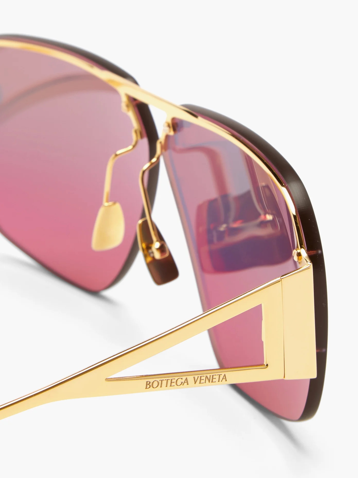 Mirrored triangle-temple aviator metal sunglasses - 4