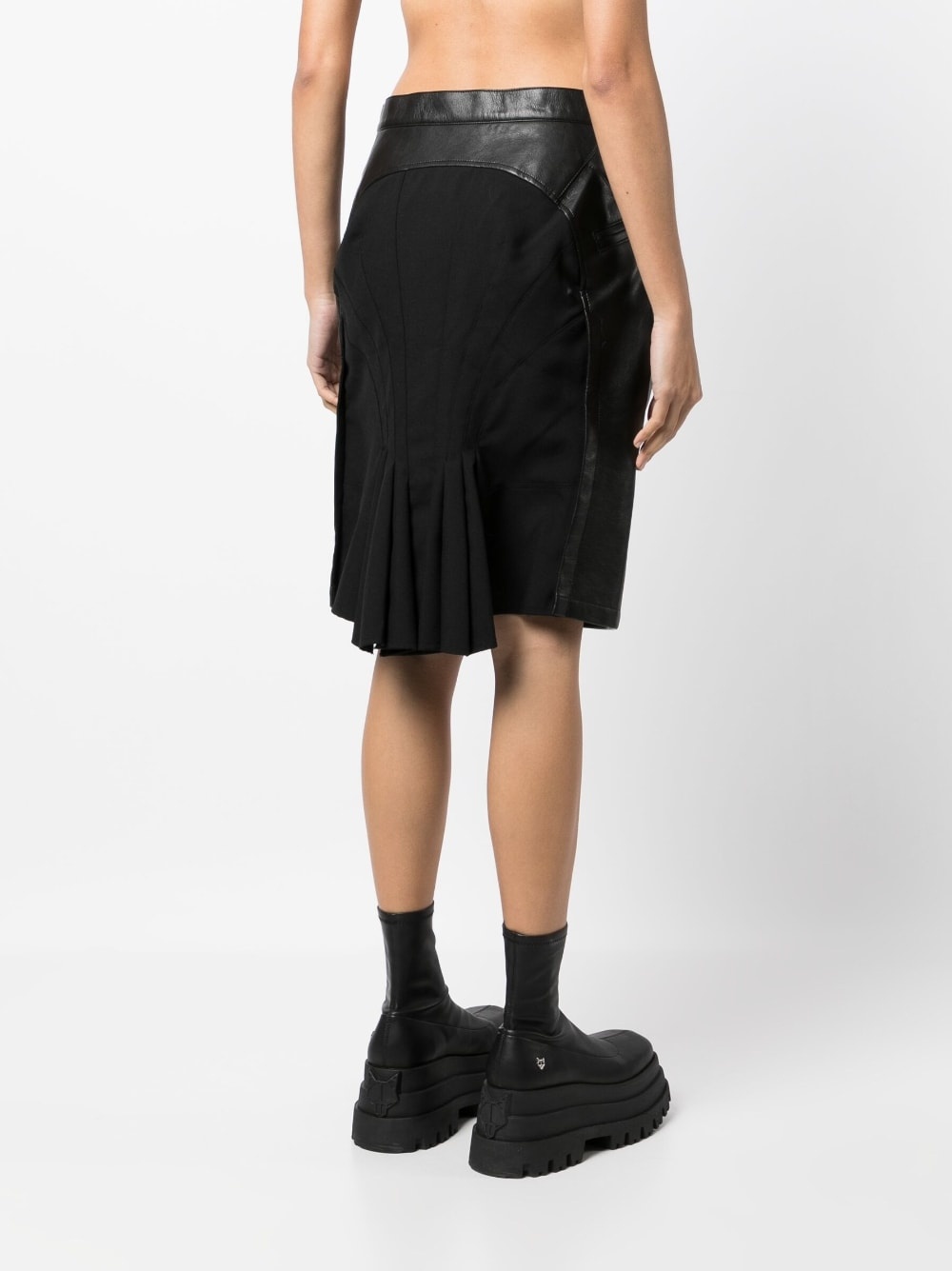 asymmetric draped leather skirt - 4