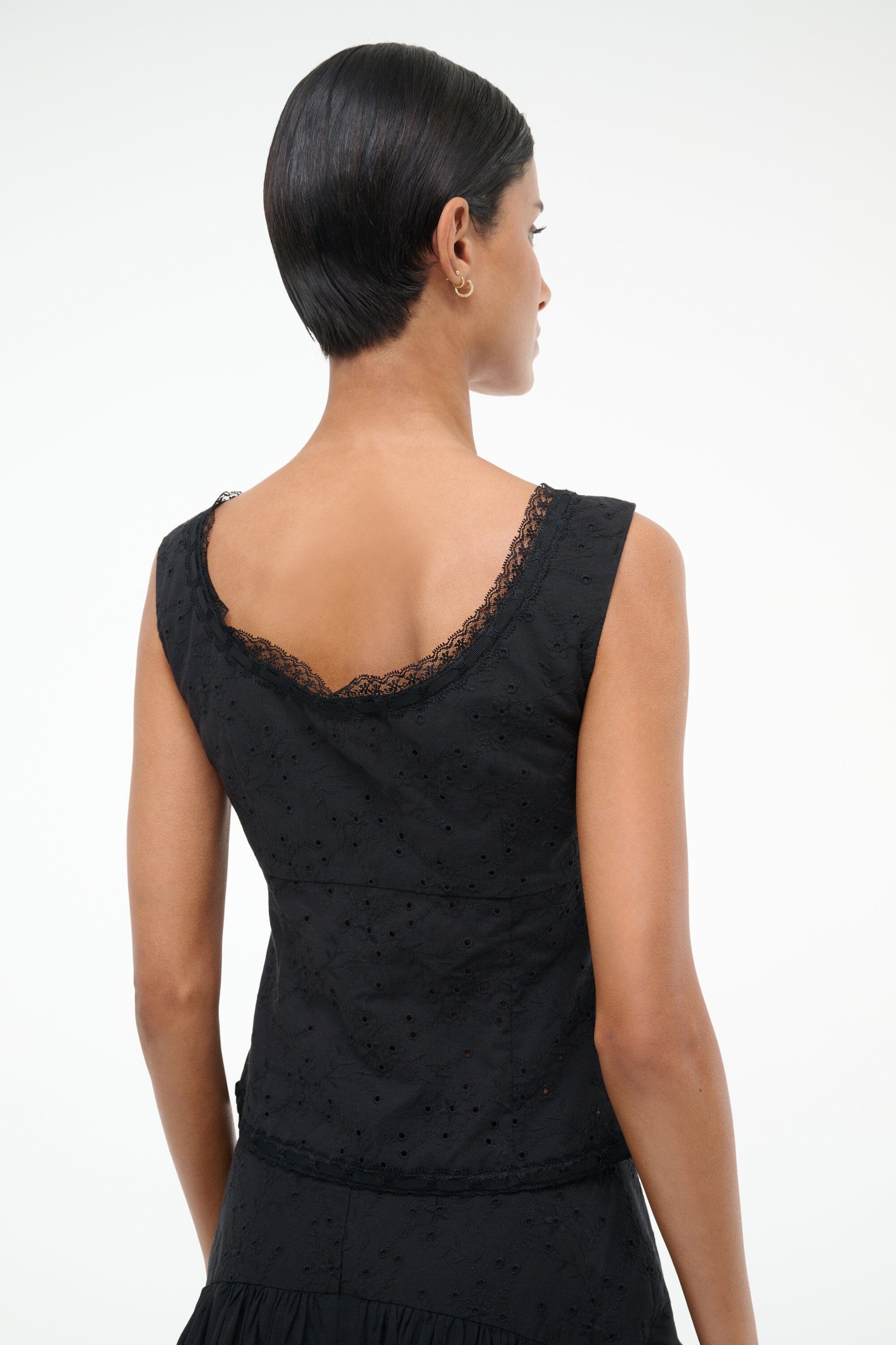 STAUD LOU TOP BLACK EYELET - 3