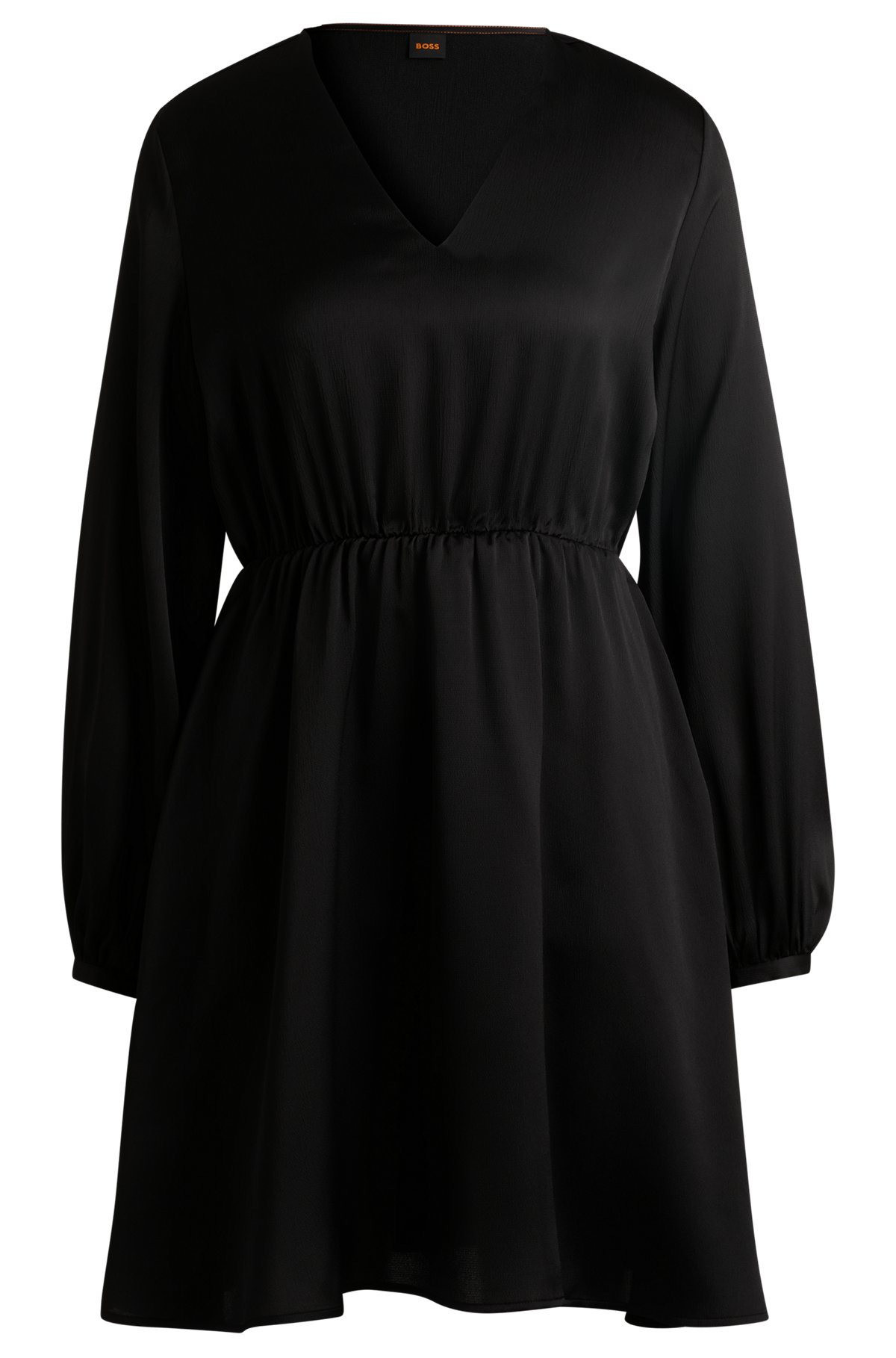 V-NECK DRESS IN HAMMERED SATIN - 1