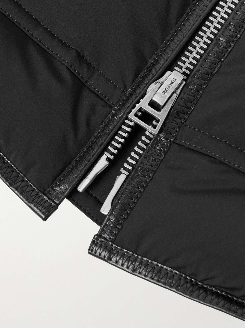 Slim-Fit Full-Grain Leather-Trimmed Quilted Stretch-Shell Down Gilet 3