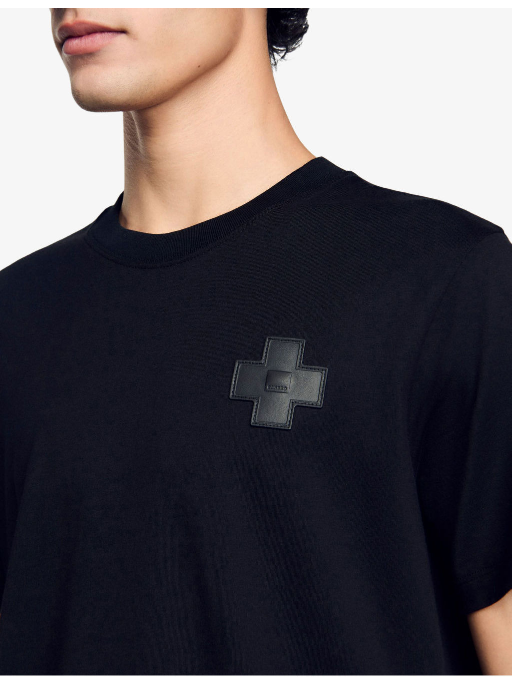 Cross Patch Round-Neck Cotton T-Shirt - 5