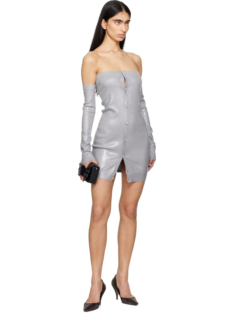 MM6 Maison Margiela Gray Plastified Knit Minidress outlook