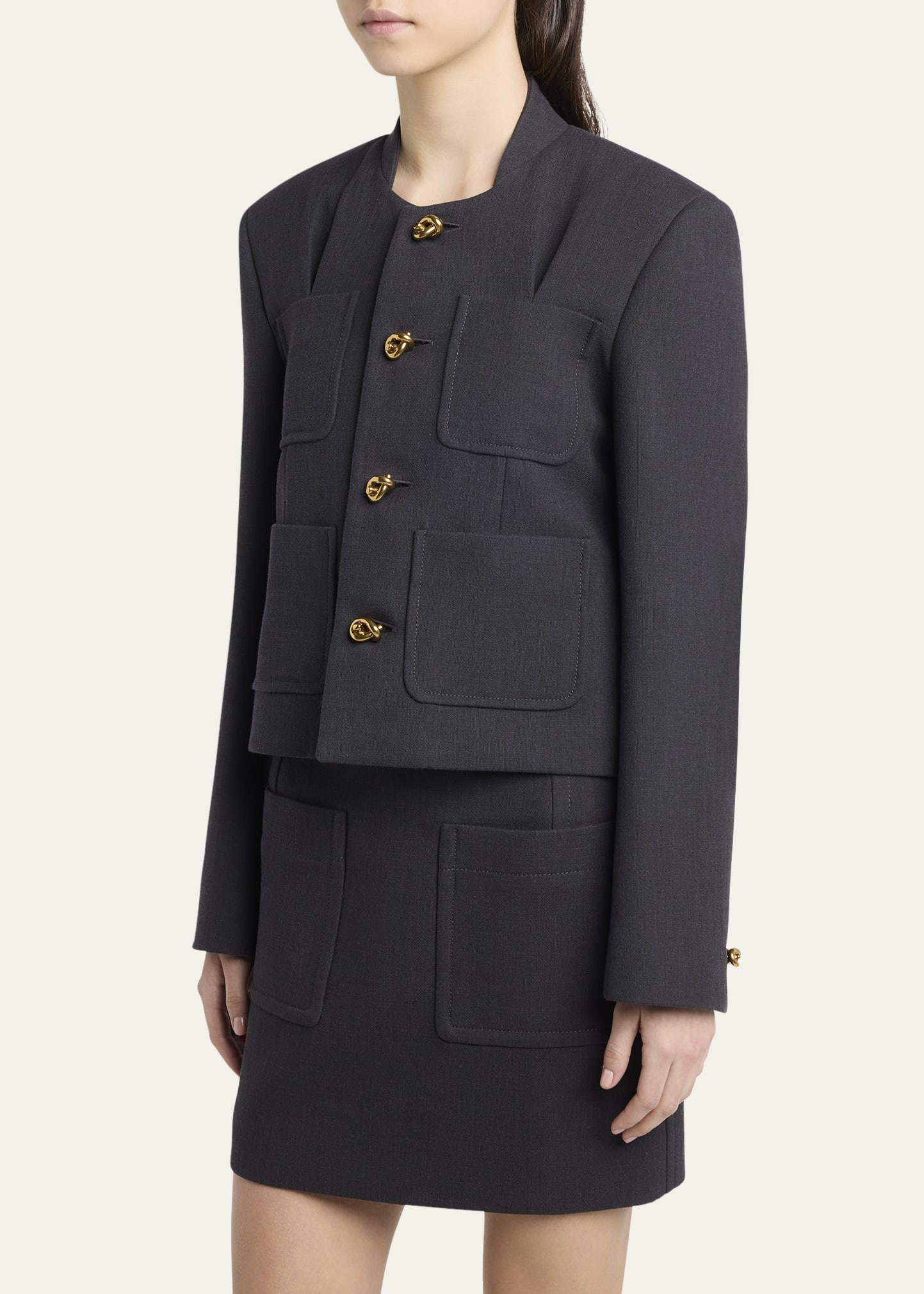 Knot-Button Light Structured Cotton Jacket - 4