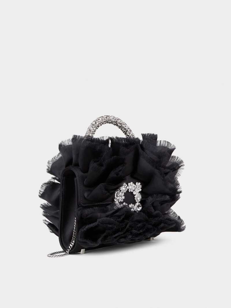 Rouches Jewel Mini Flower Strass Buckle Clutch Bag in Fabric 3