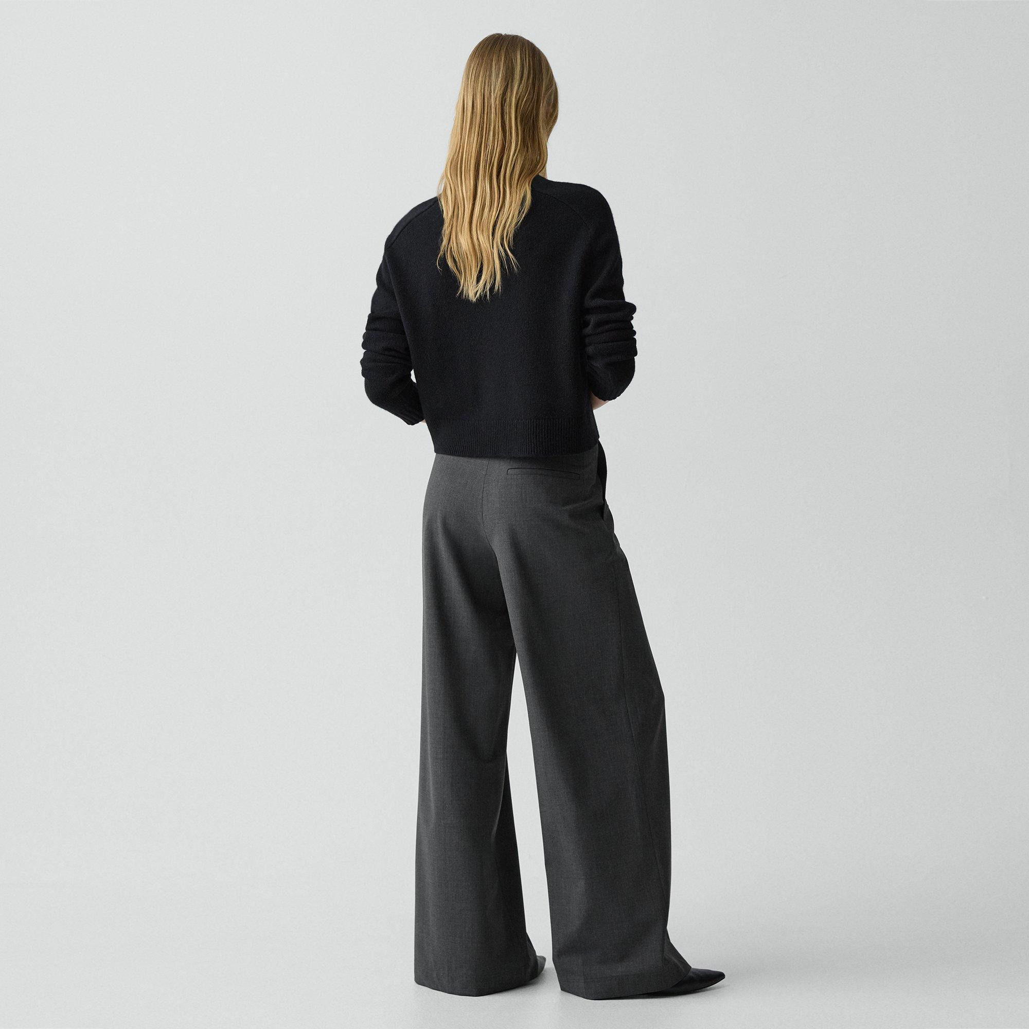 Pleated Wide-Leg Pant, 33'' in Good Wool - 4