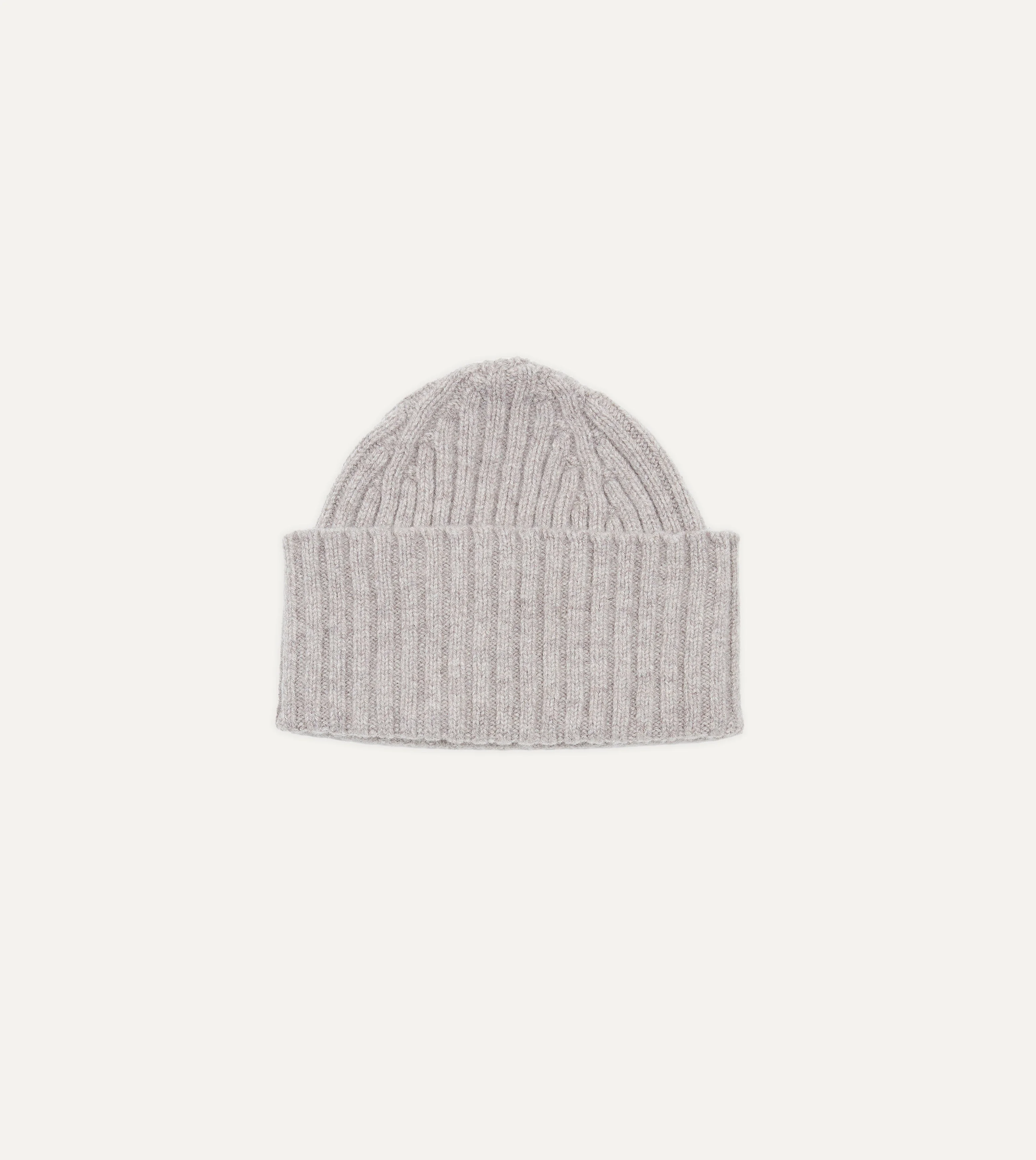 Light Grey Lambswool Ribbed Knit Cap - 1