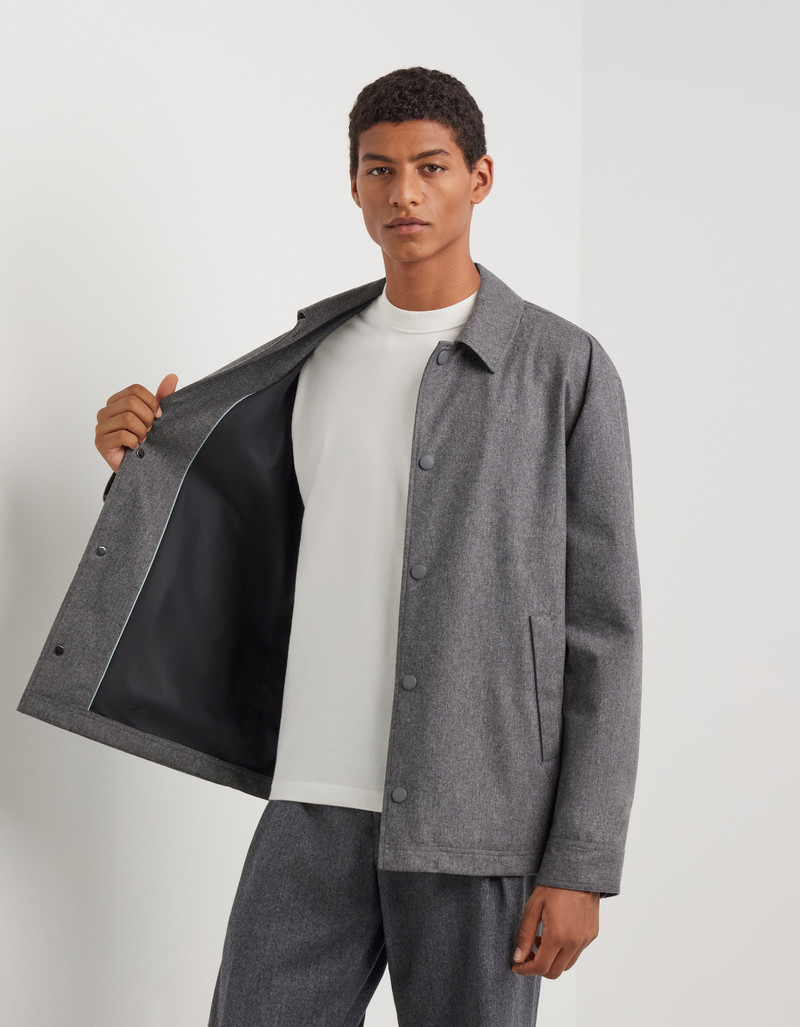 GRAY MÉLANGE LINED CASHMERE BLEND OVERSHIRT WITH MEMBRANE 6