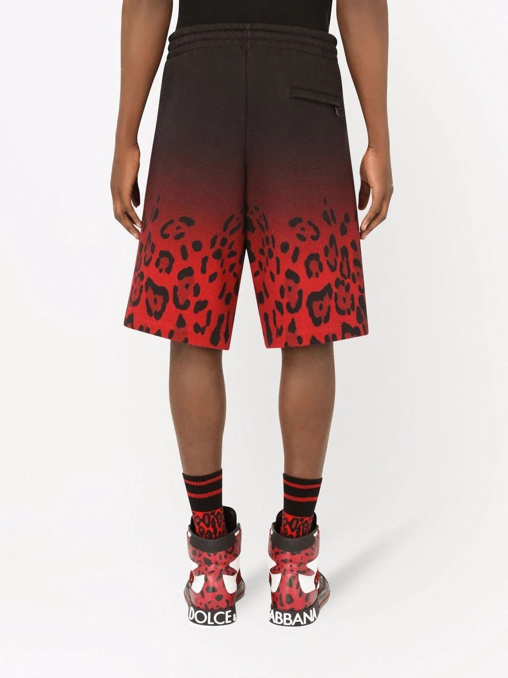 gradient leopard-print track shorts - 4