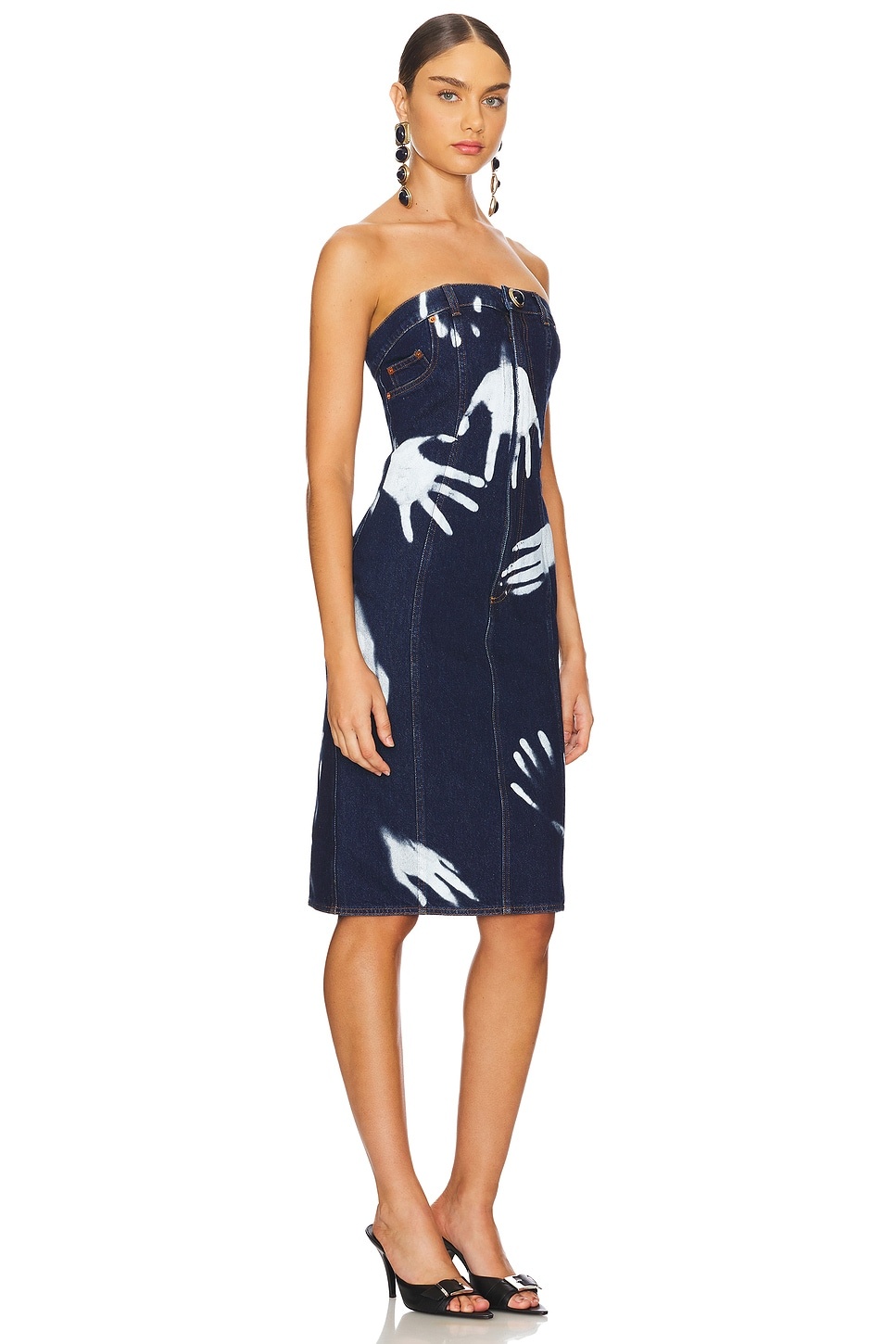 Handprint Strapless Midi Dress - 2