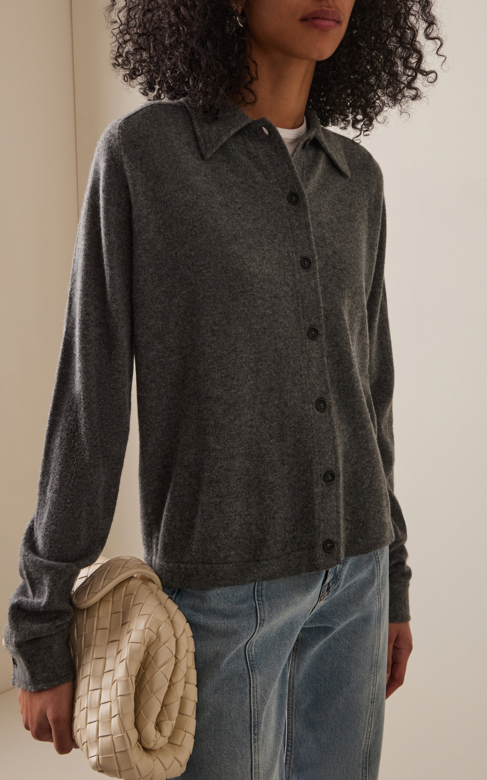 Raglan-Sleeve Cashmere Cardigan grey - 3