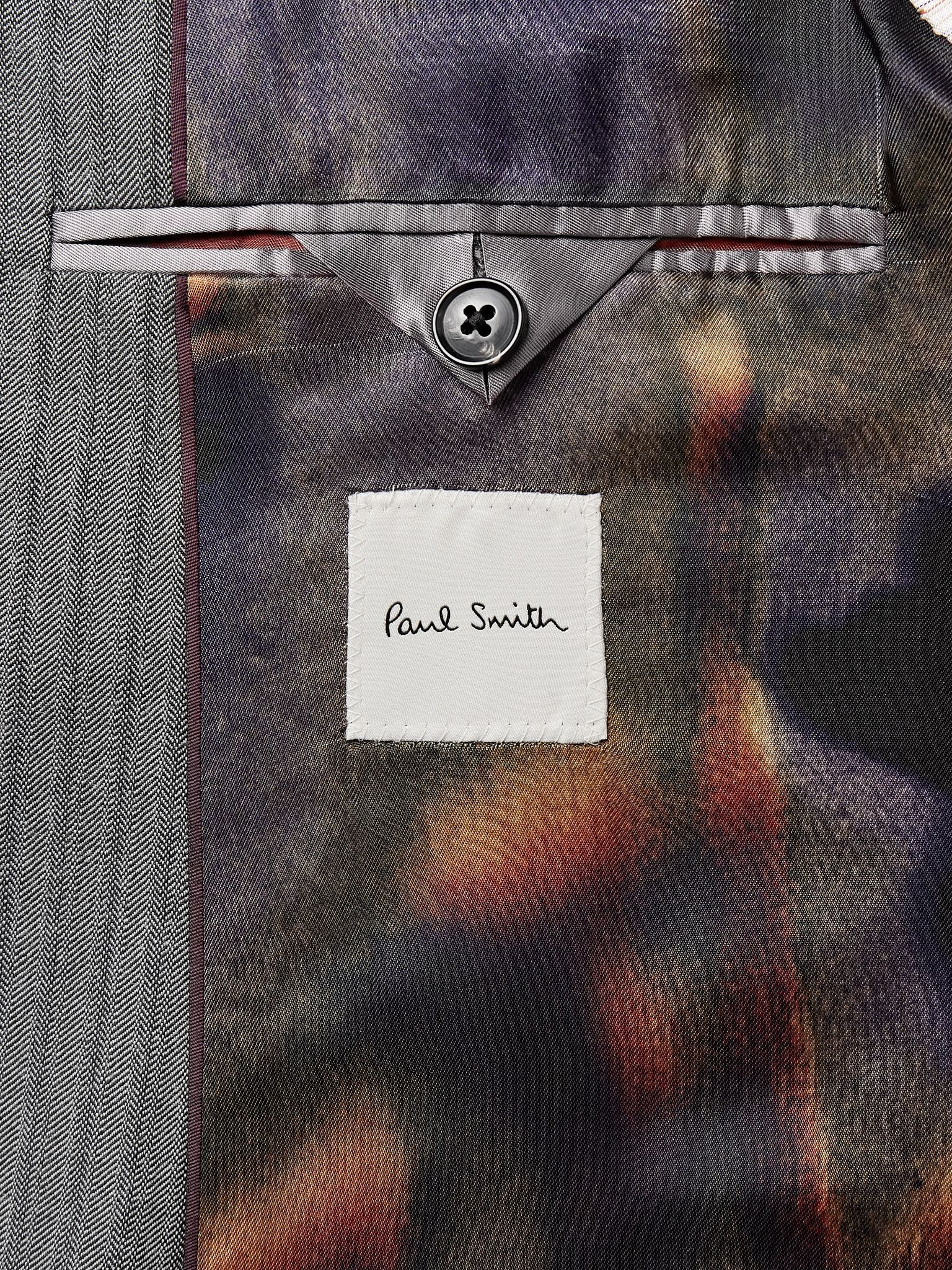 Slim-Fit Herringbone Suit Jacket Gray - 5