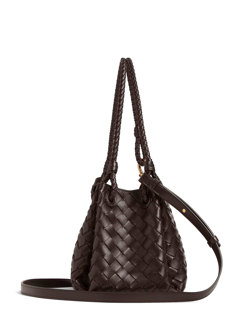 Bottega Veneta Women 'Parachutte' Brown Shoulder Bag With Knot Detail And Intrecciato Motif In Leath - 2