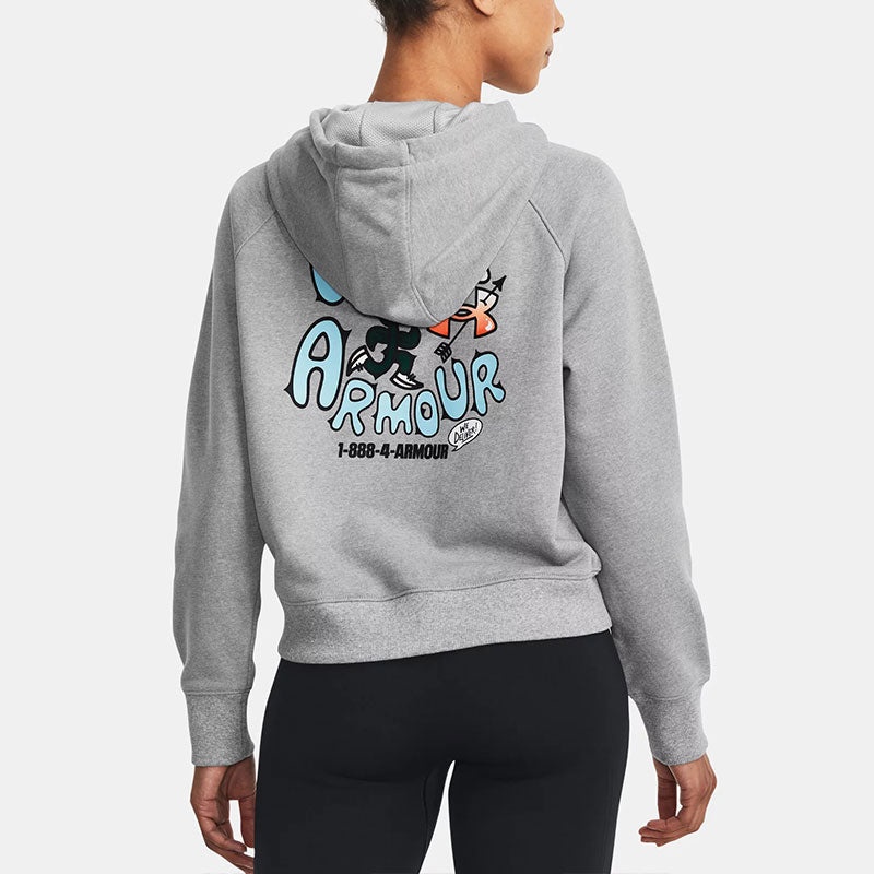 (WMNS) Under Armour Heavyweight Terry Rose Hoodie 'Grey' 1379834-011 - 4