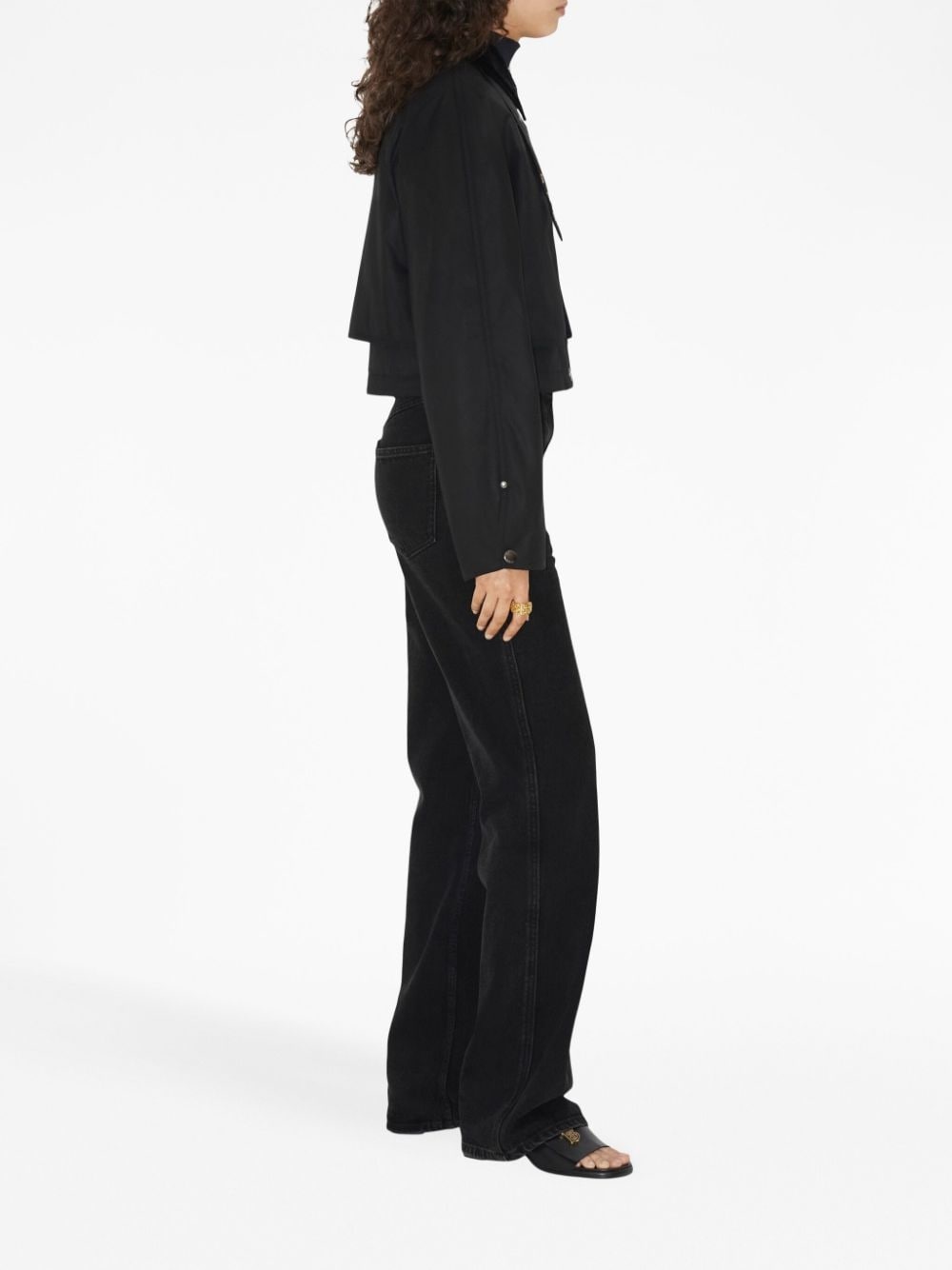 corduroy-collar cropped jacket - 3