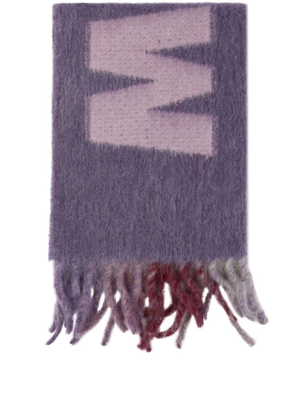 logo-jacquard fringed scarf - 1