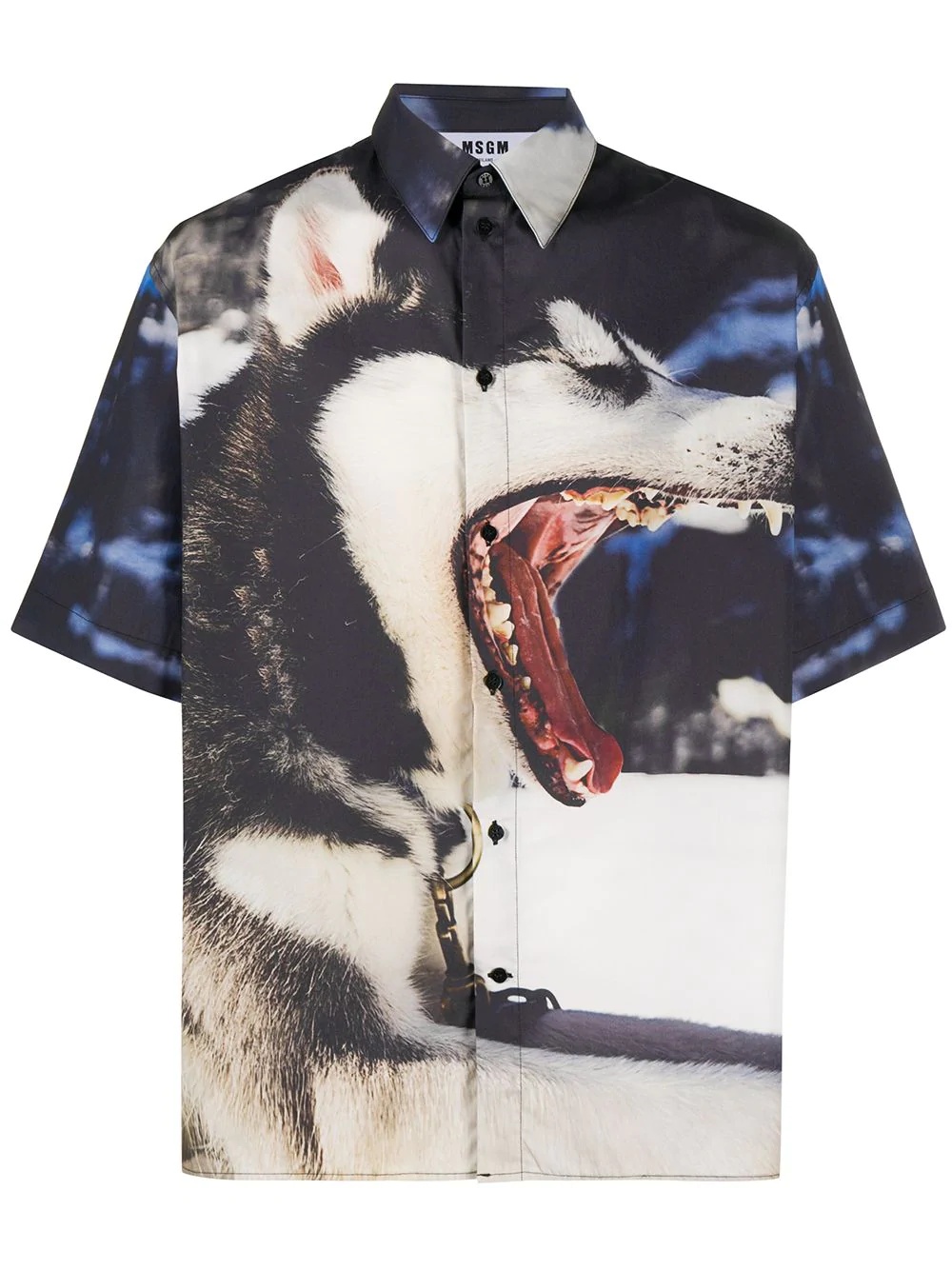 wolf print short-sleeve shirt - 1