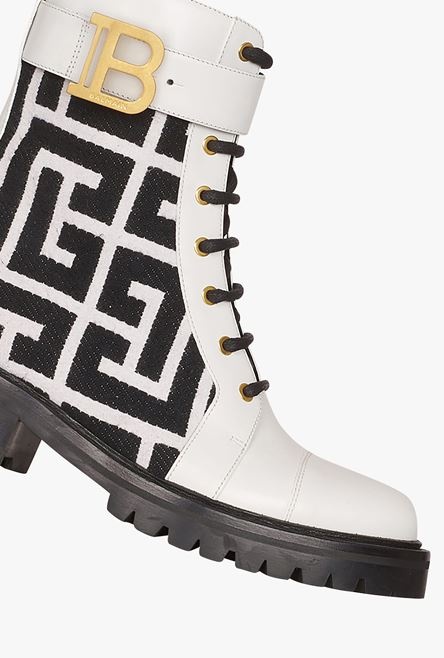 Bicolor jacquard Ranger Romy ankle boots with Balmain monogram - 5