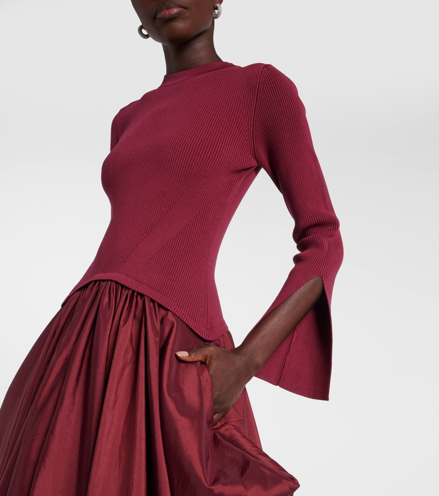 Kenlie knitted taffetta midi dress - 4