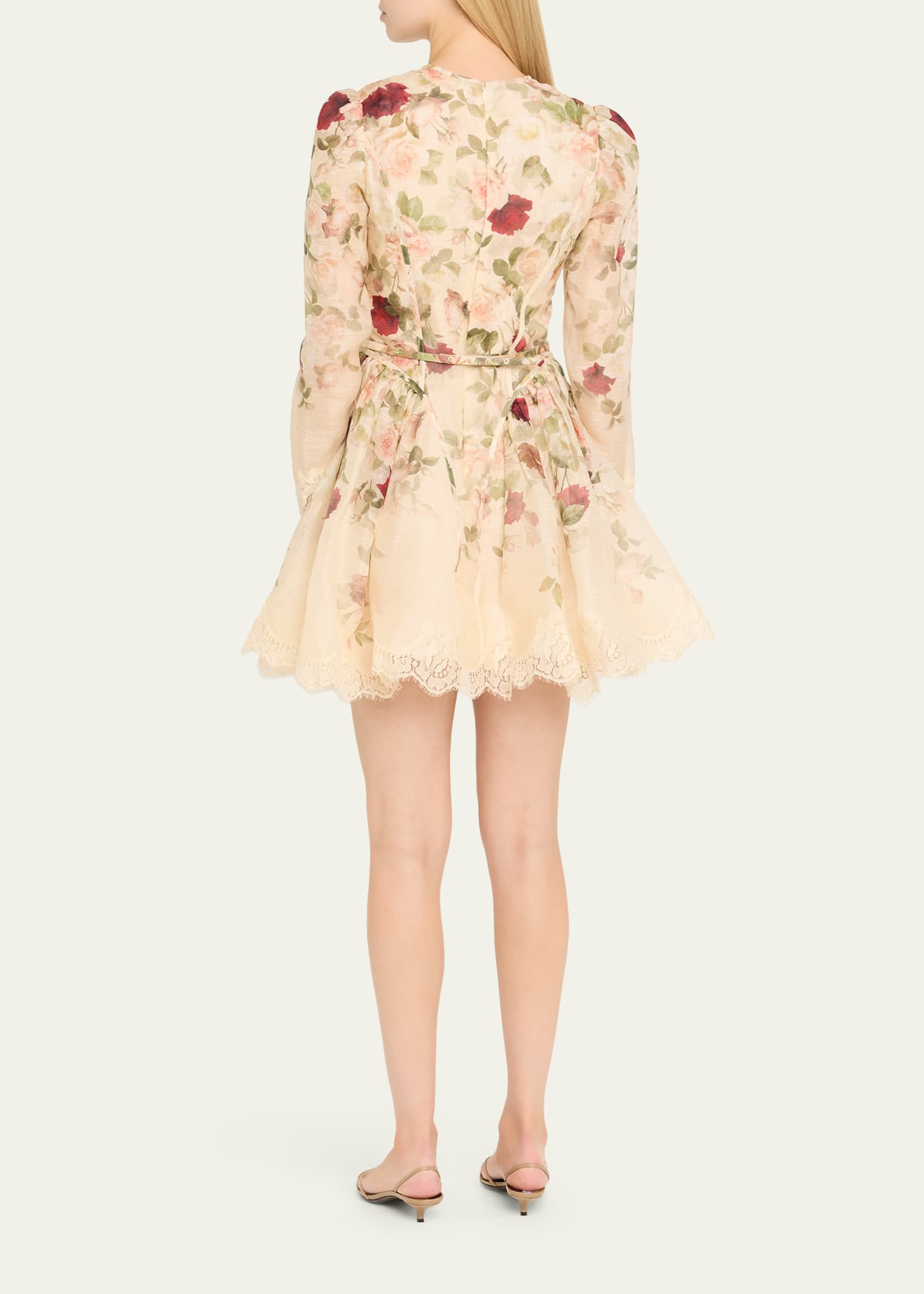 Floral Lace Paneled Mini Dress - 3
