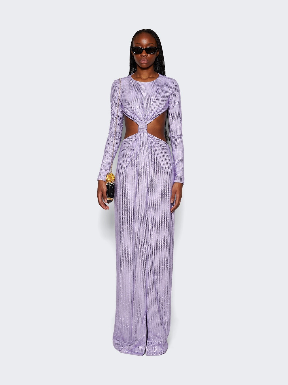 Crystal Embellished Front Knot Gown Lilac - 2