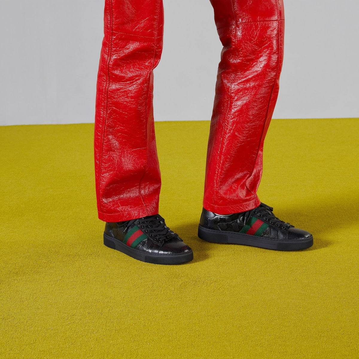 Gucci Ace Web Leather Sneakers - 5