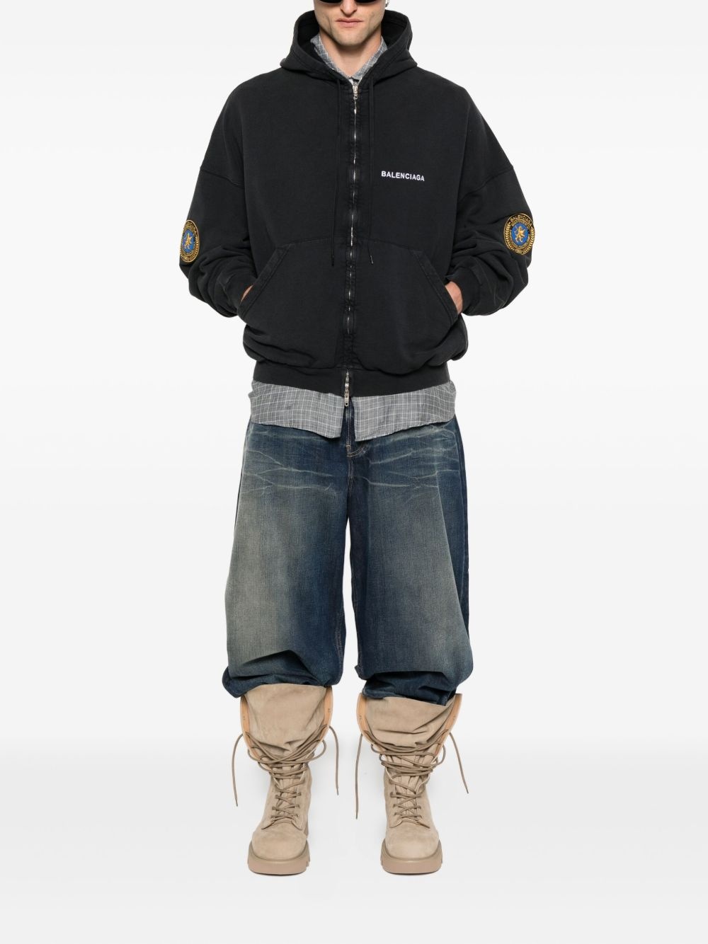 uniform-patch hoodie - 2