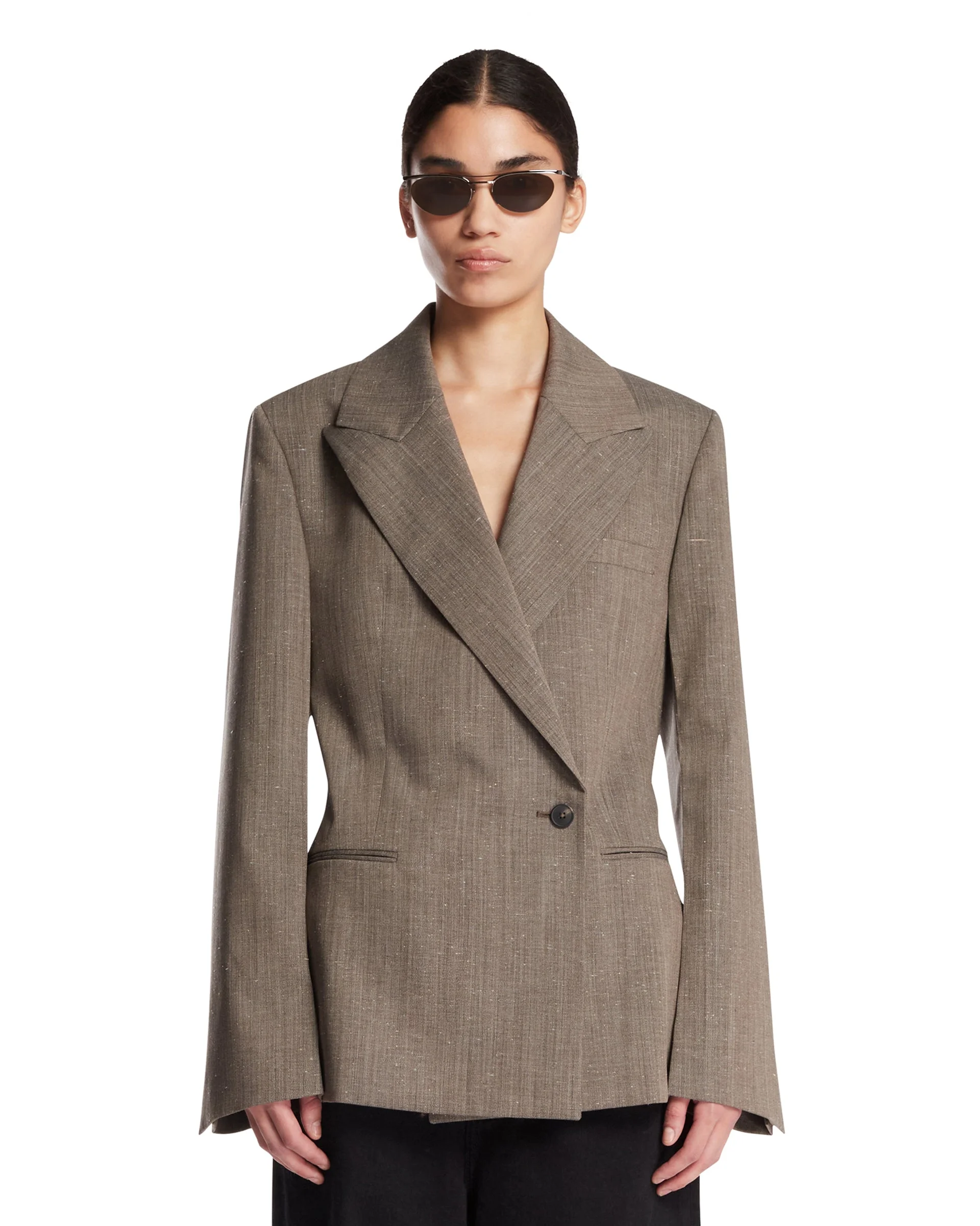 Beige Wool Hourglass Blazer - 1