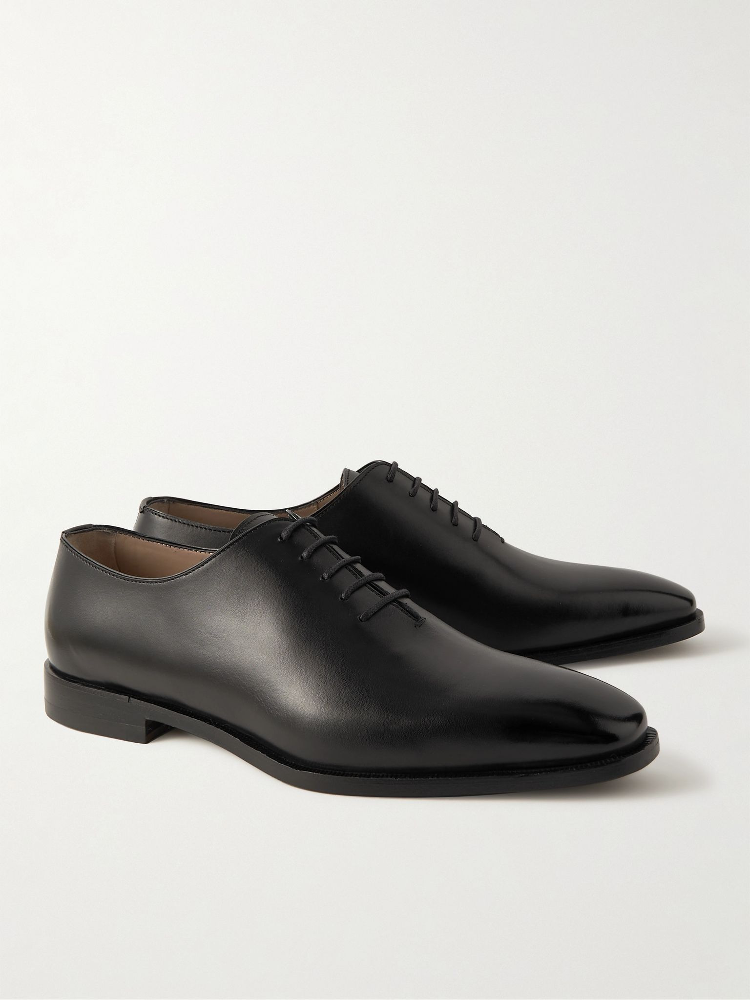 Snowdon Whole-Cut Glossed-Leather Oxford Shoes Black - 4