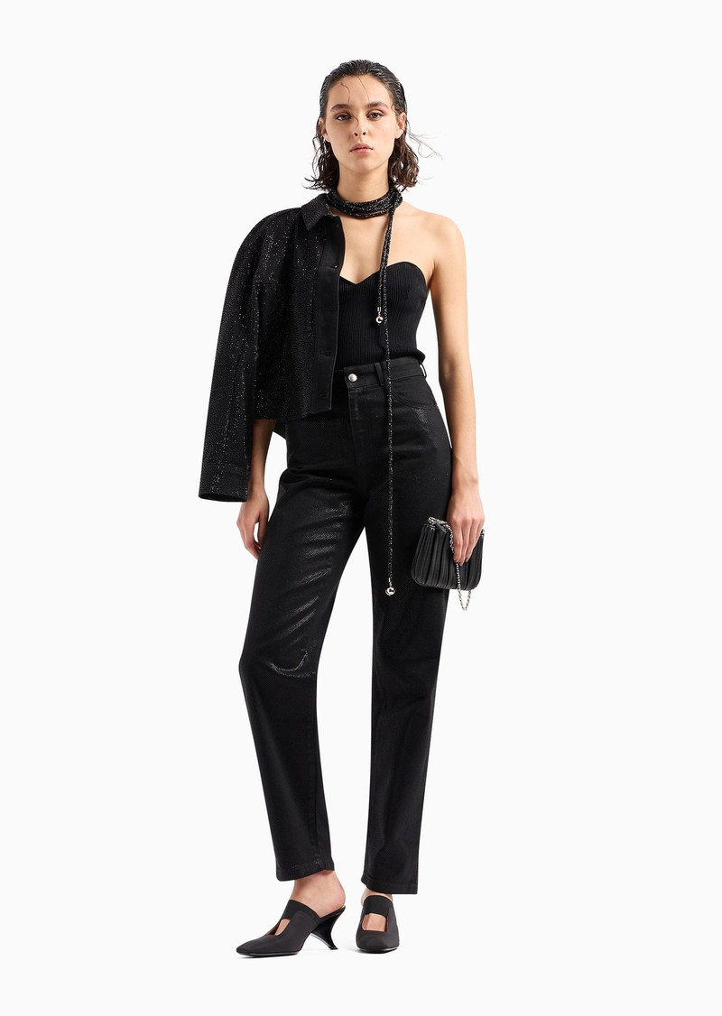 EMPORIO ARMANI J2A Mid-rise jeans with a comfortable leg in garment-dyed denim with all-over laminated polka dots outlook