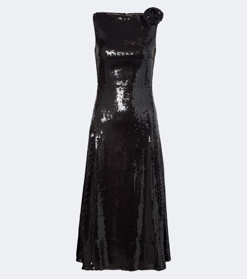 Floral-appliqué sequined cocktail dress 1