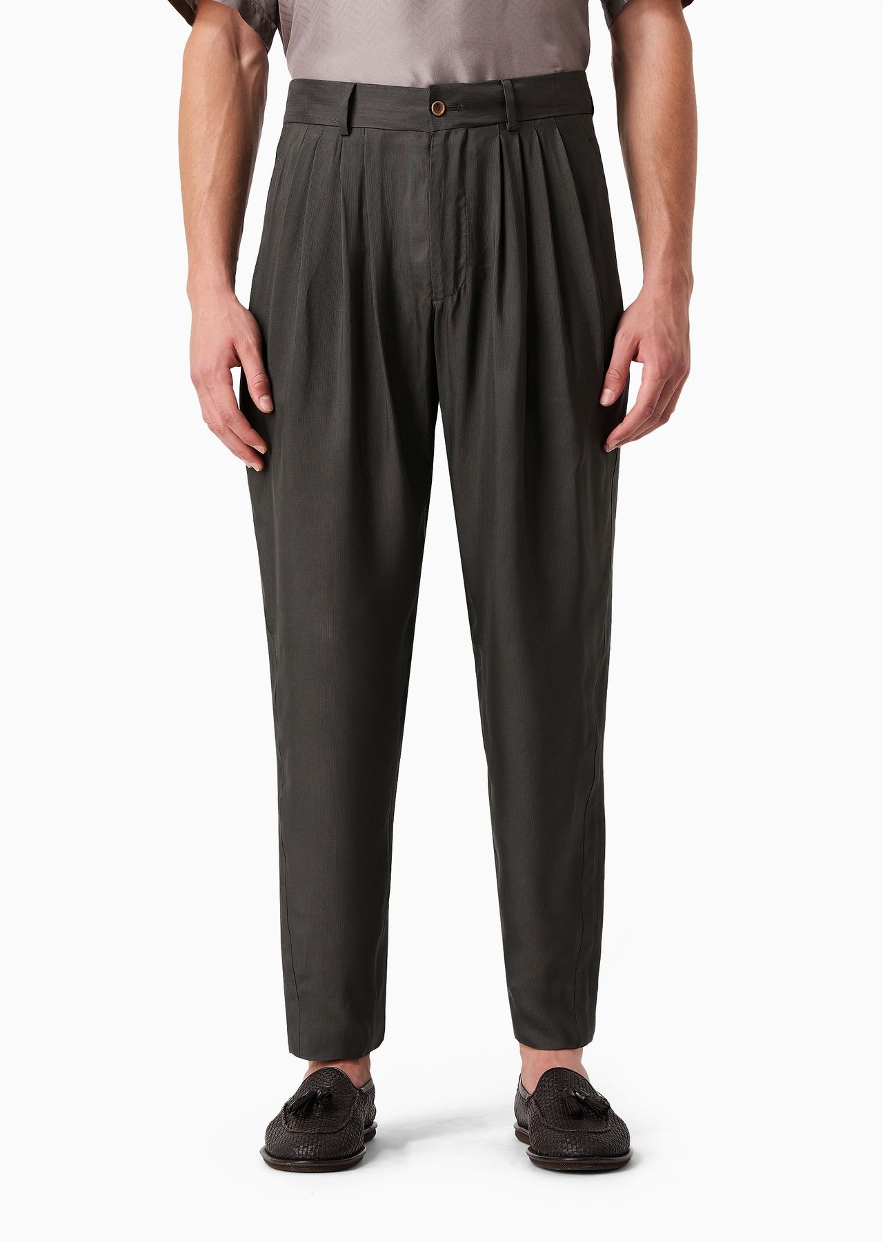 Jacquard viscose darted trousers - 2