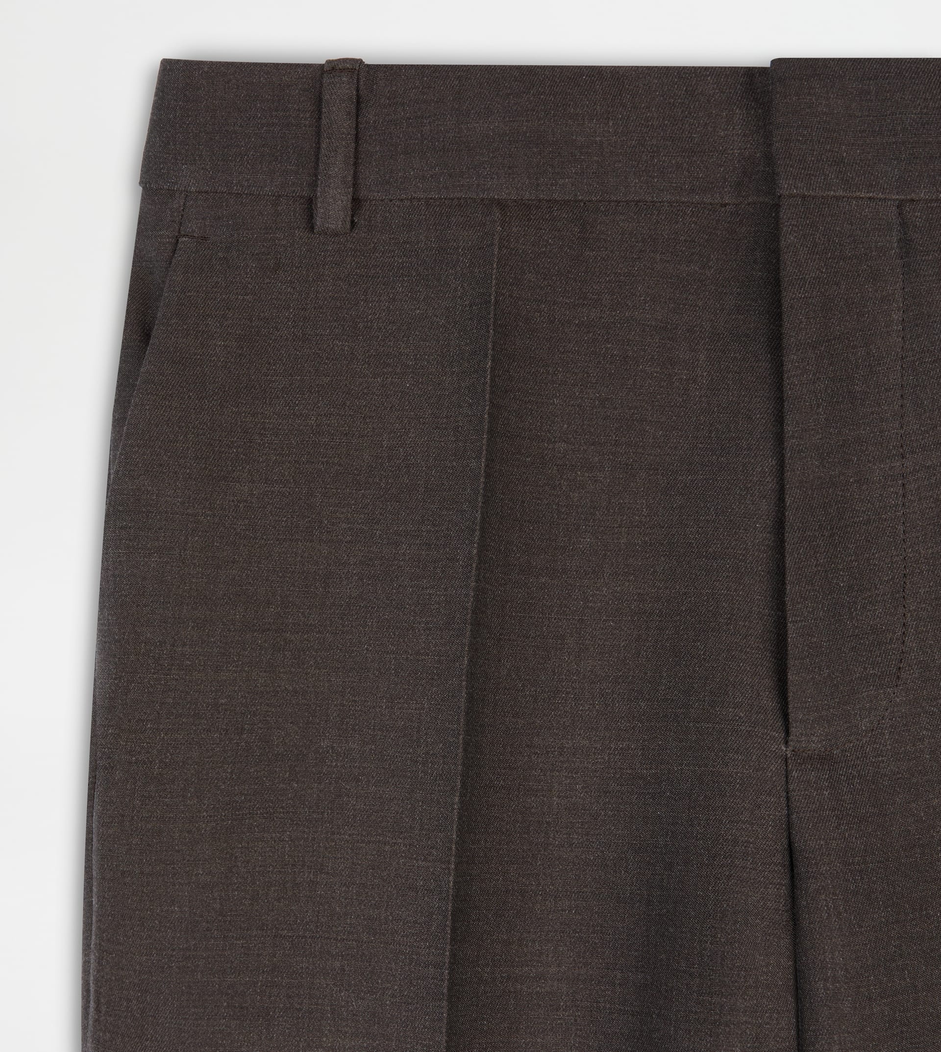PANTS IN WOOL GABARDINE - BROWN - 7