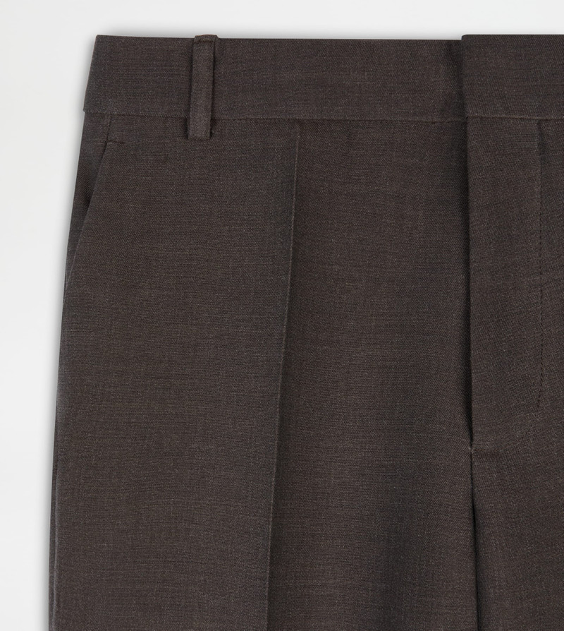 PANTS IN WOOL GABARDINE - BROWN 7