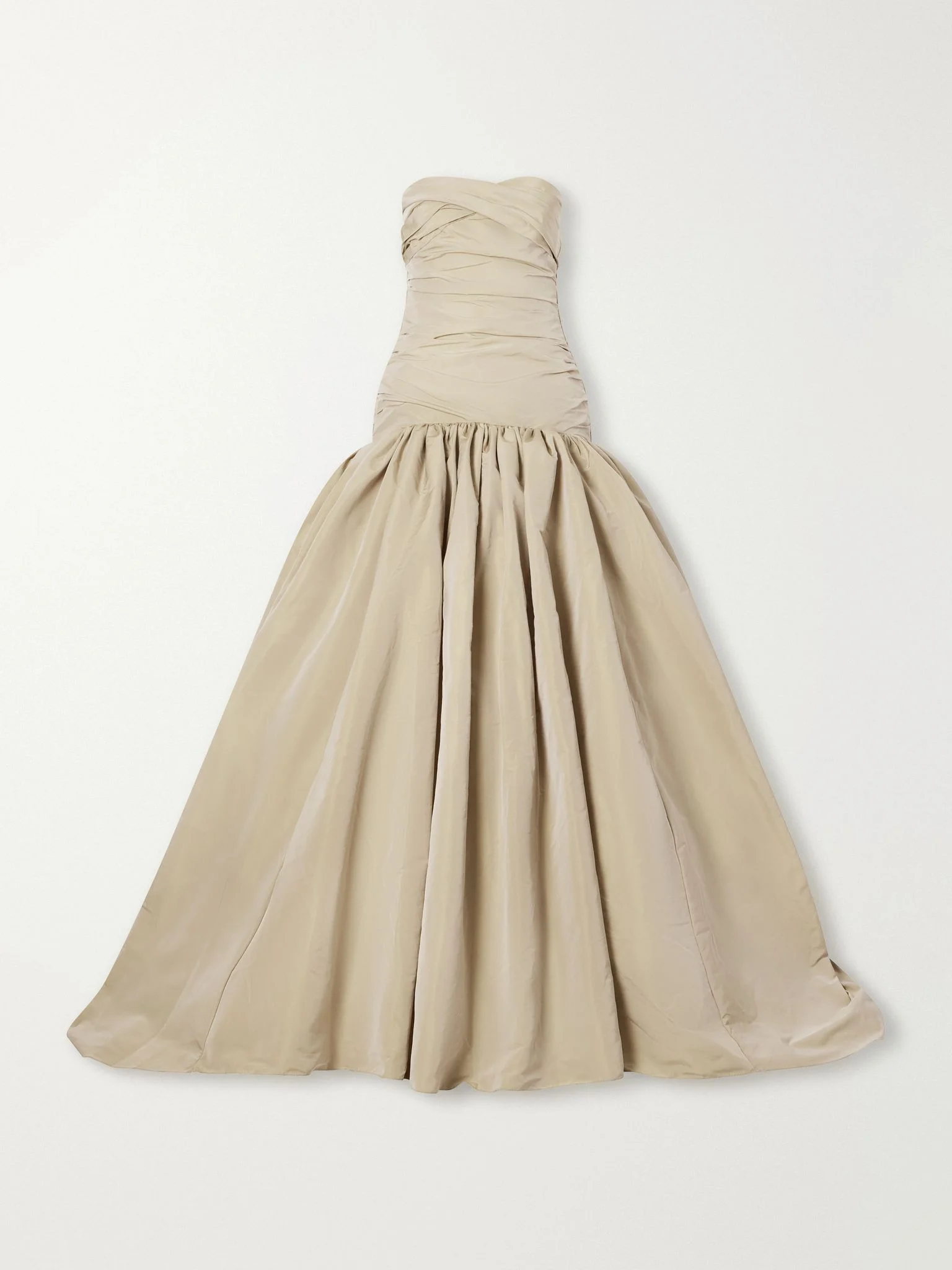 Strapless ruched drop-waist crepe gown Neutral - 1