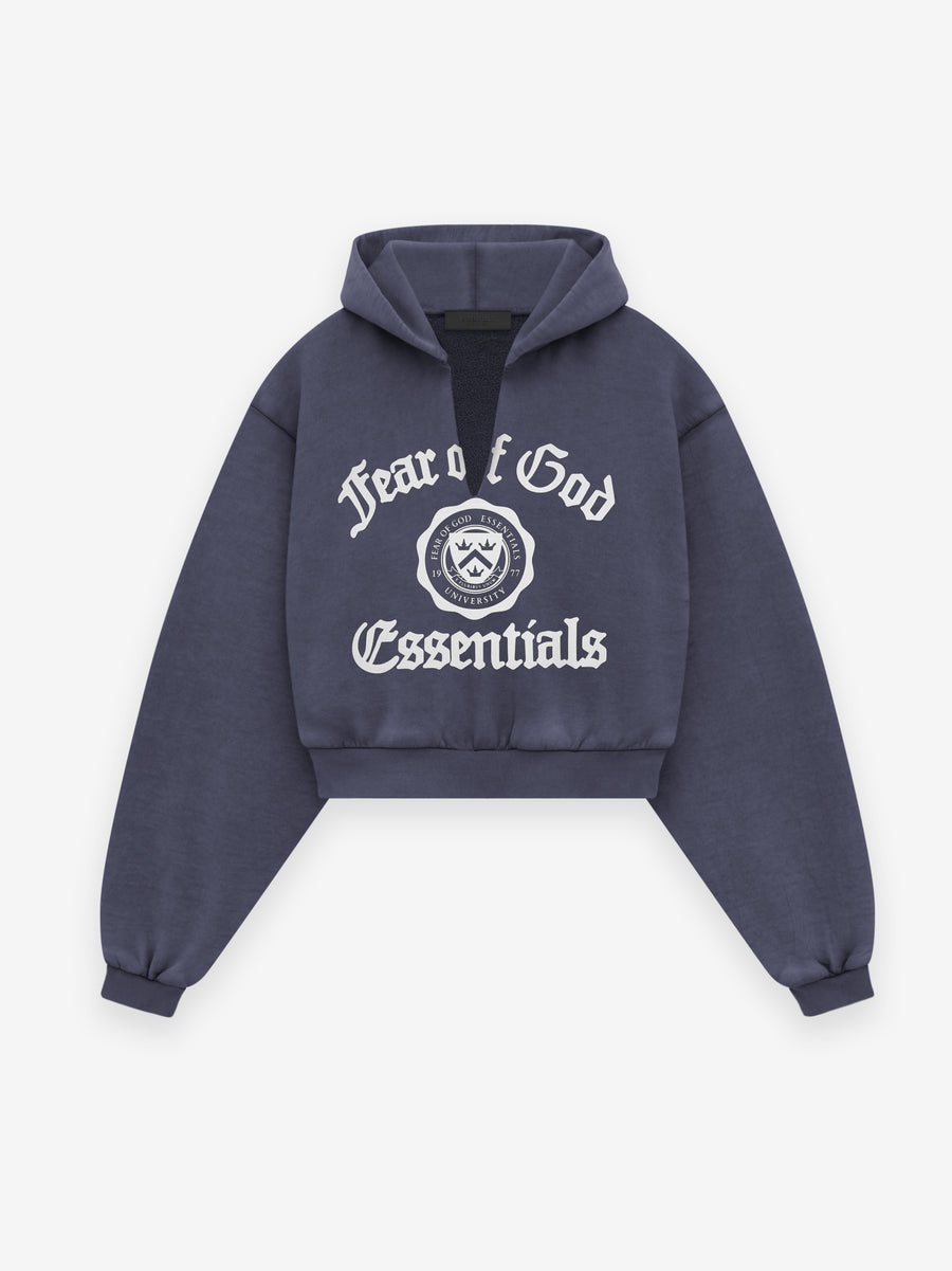 Women's Heavy Fleece Cropped V-Neck Hoodie - 1