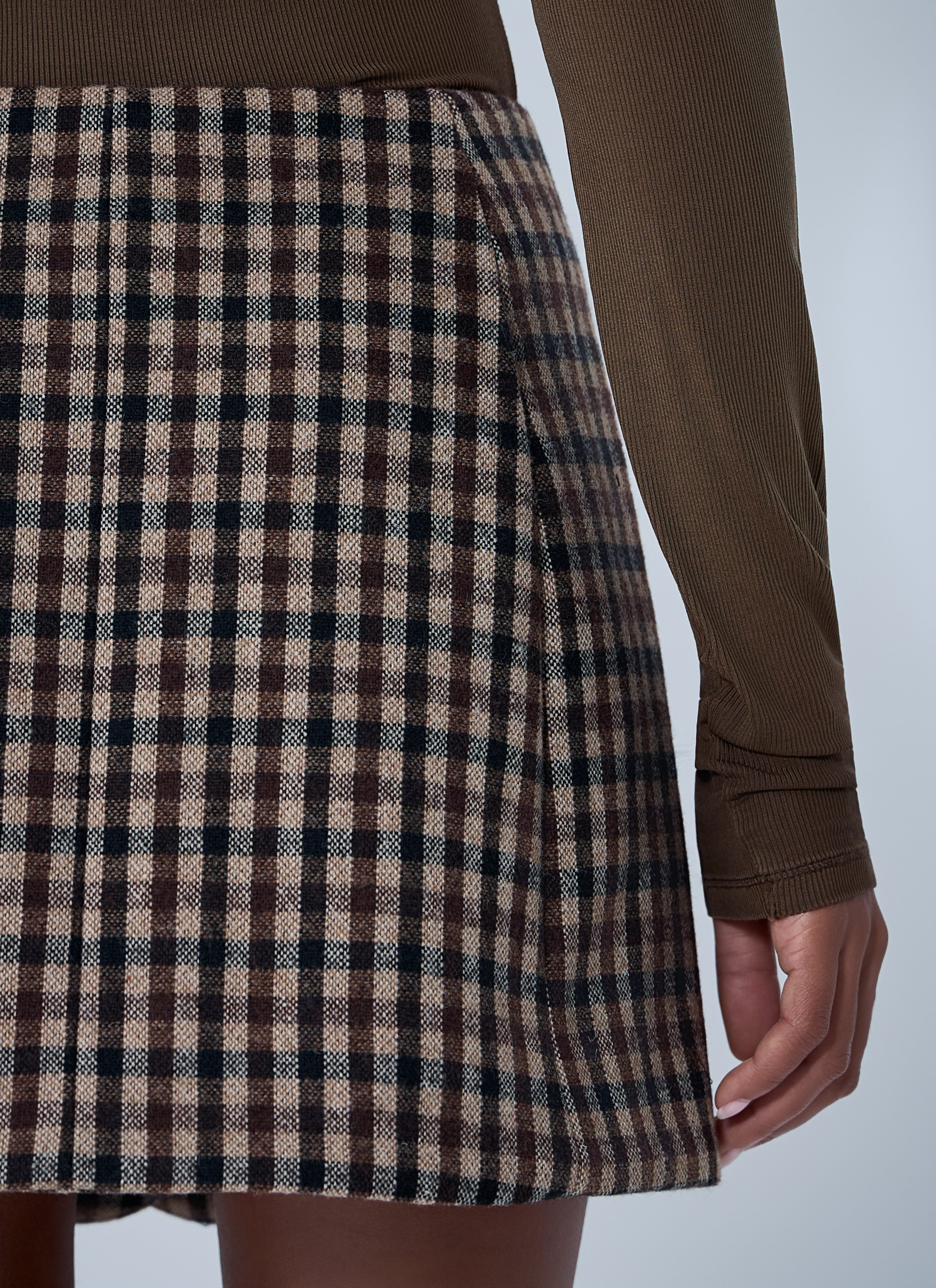 Ganni Women Wool-Blend Check Mini Skirt - 6