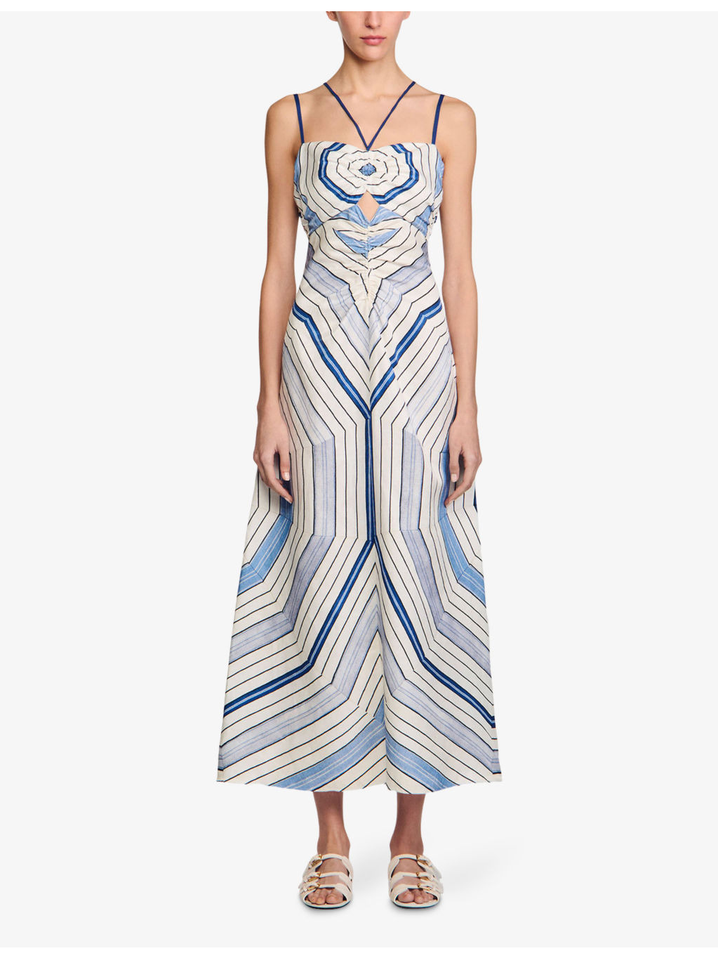 Spiral-Motif Sleeveless Woven Maxi Dress - 2