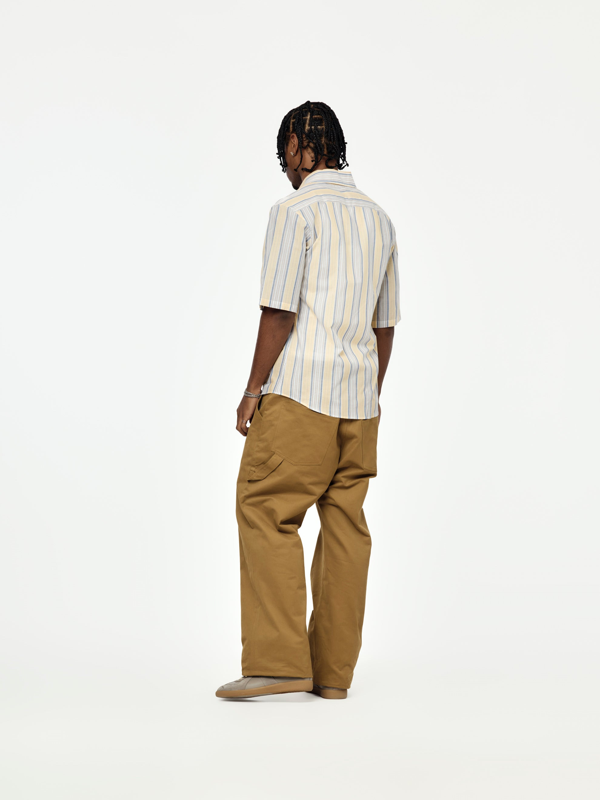 STRIPE S/S CASUAL SHIRT (YELLOW/BLUE) - 5