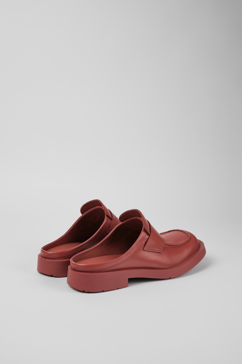 Red leather loafer slide - 3