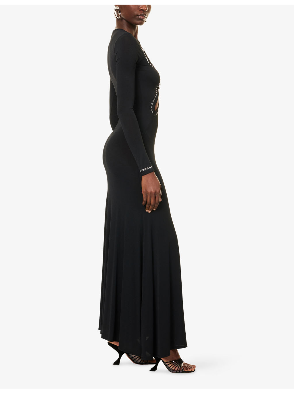 Embellishmed Cut-Out Stretch-Woven Maxi Gown - 3