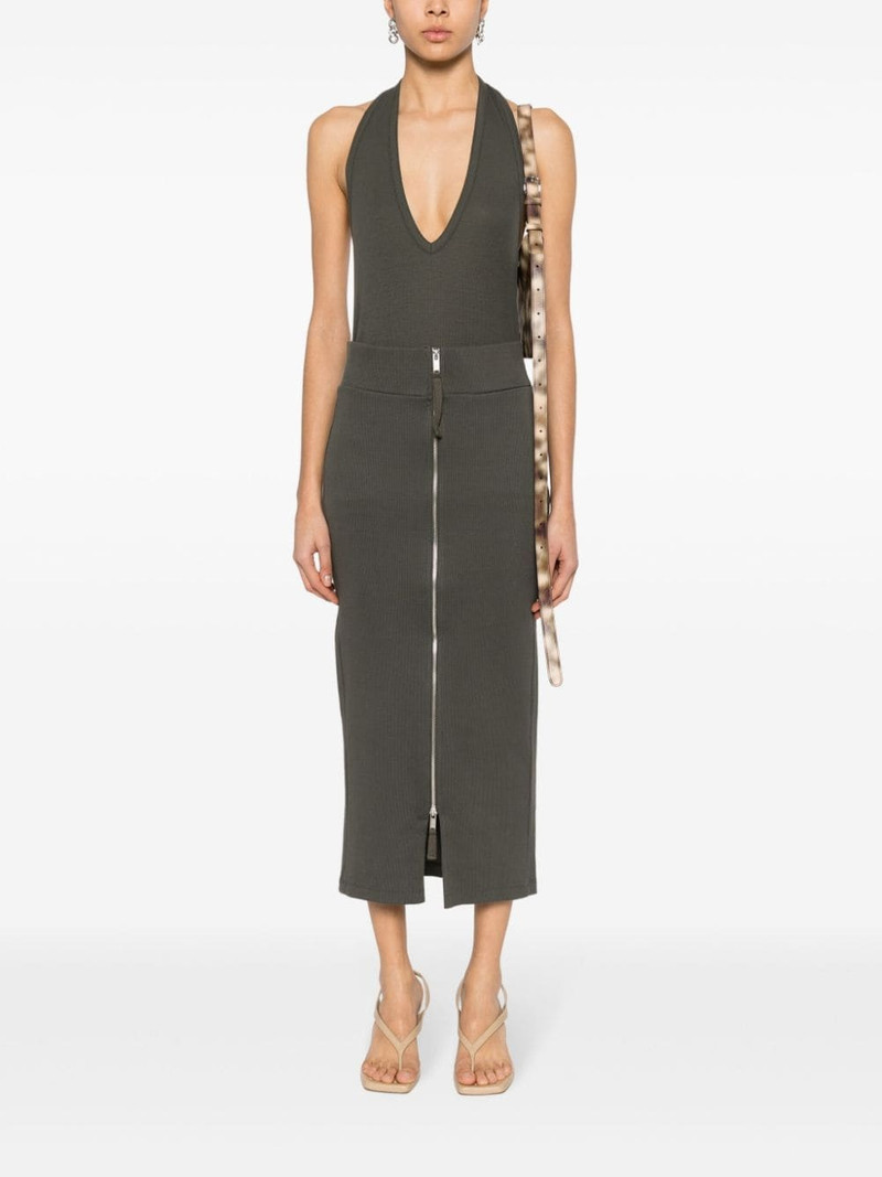 thom/krom fine-ribbed zipped midi skirt outlook