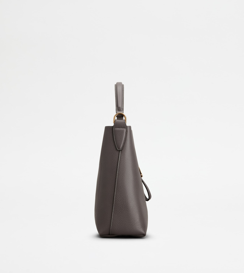 T TIMELESS BUCKET BAG IN LEATHER MINI - GREY 2