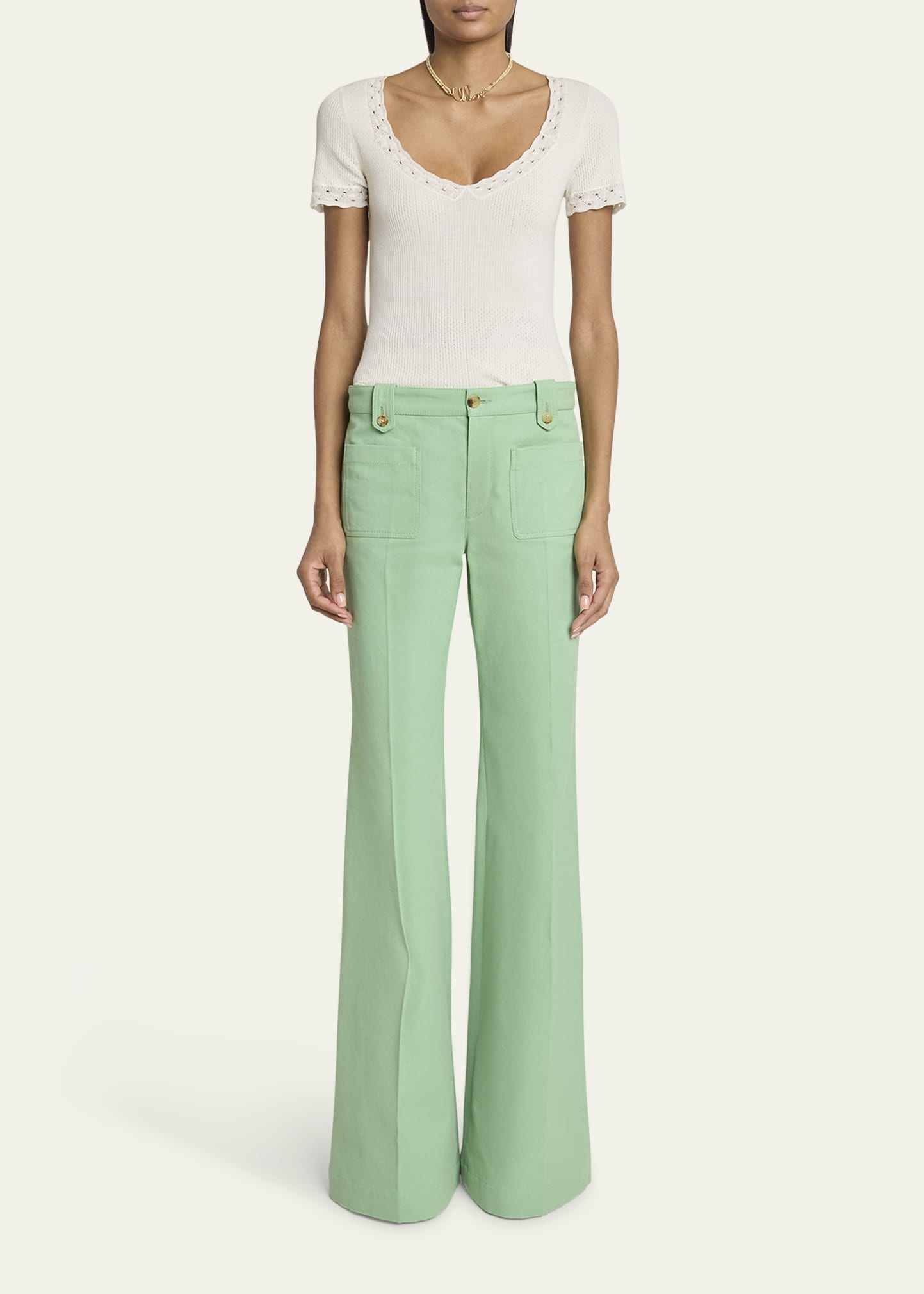 Wide Leg Cotton Canvas Pants - 2