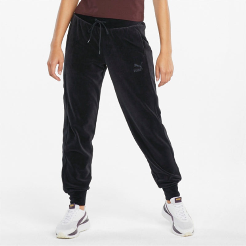 (WMNS) PUMA Iconic Embroidery Logo Knitting Trousers Black 532951-01 - 3