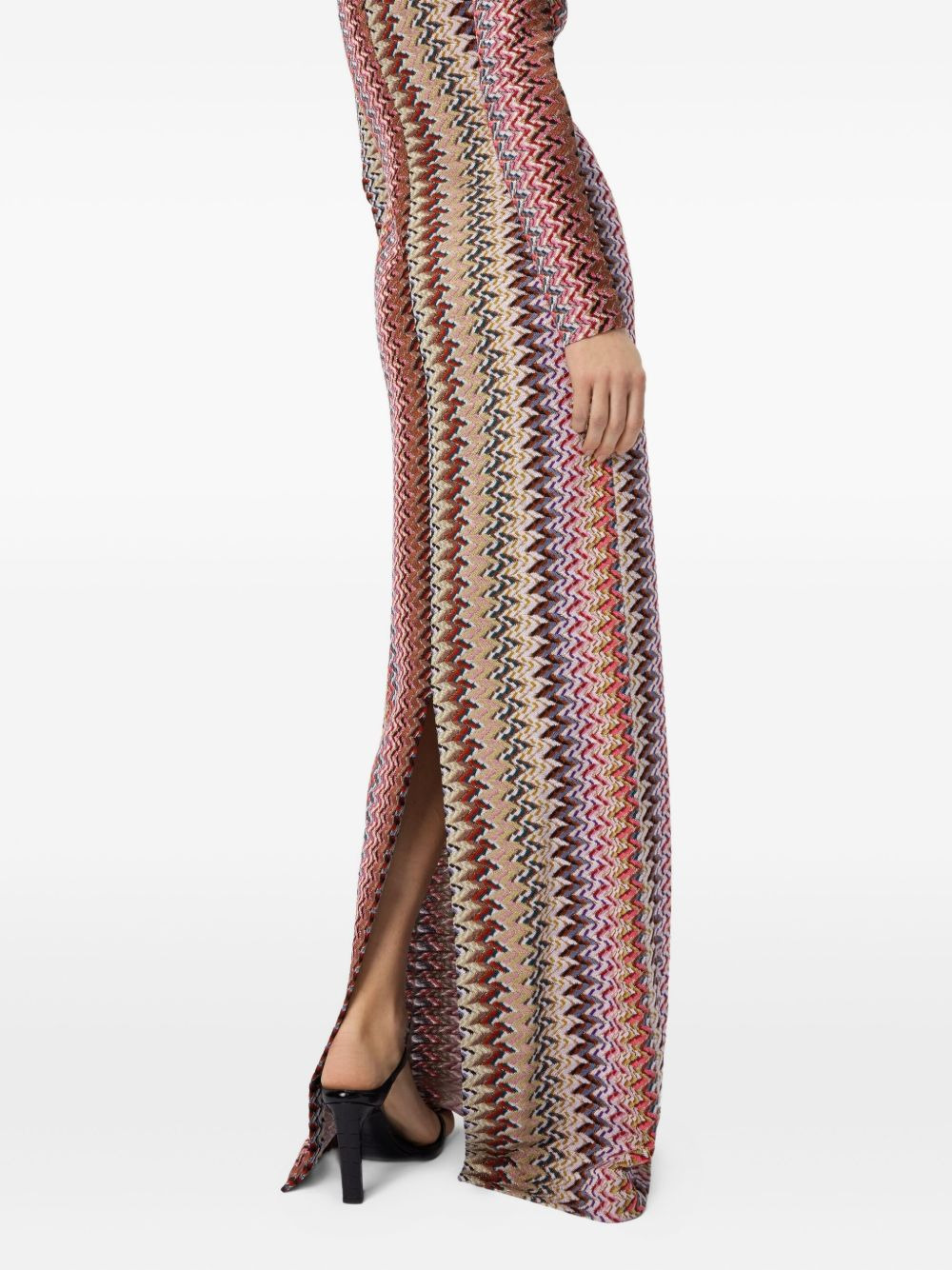 chevron-pattern maxi dress - 4