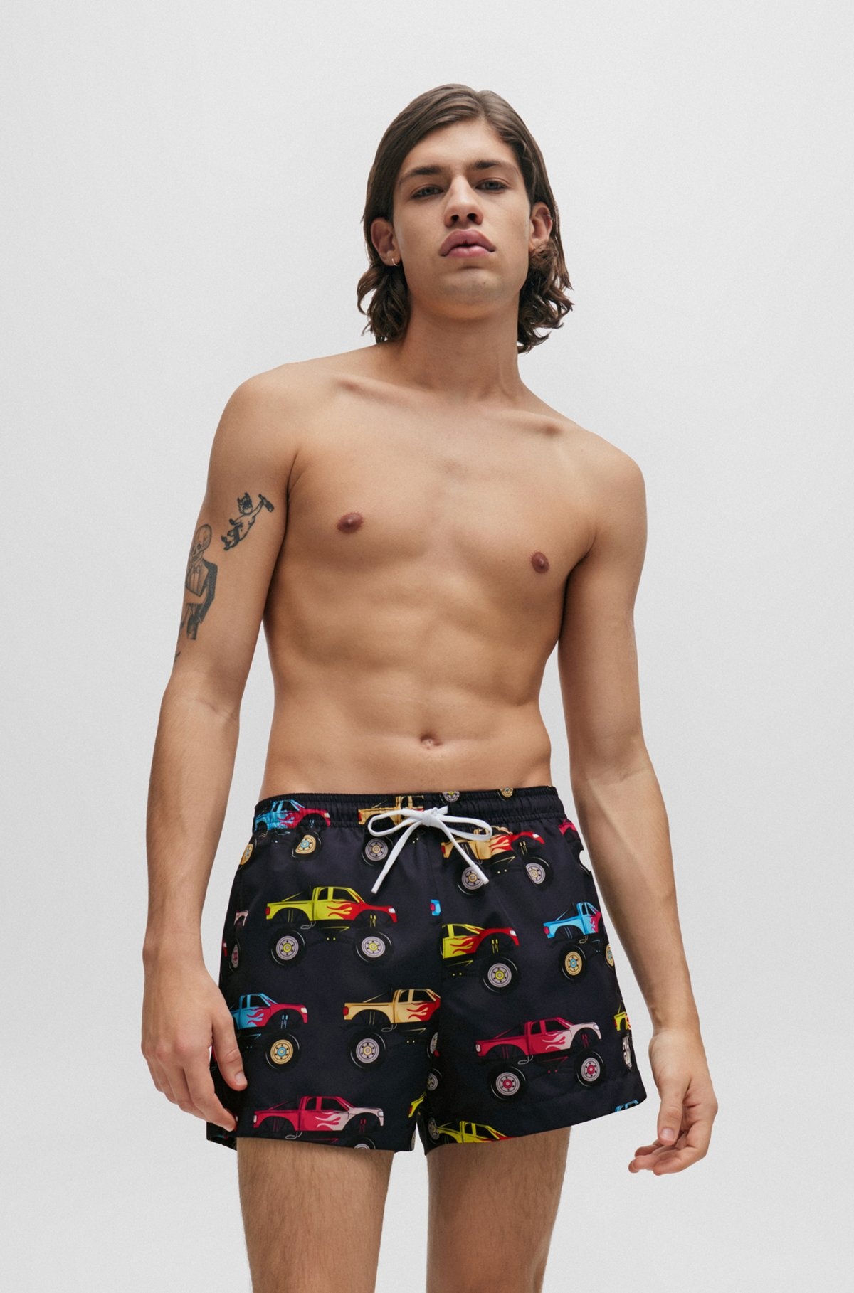 QUICK-DRY SWIM SHORTS WITH MONSTER-TRUCK PRINT - 2