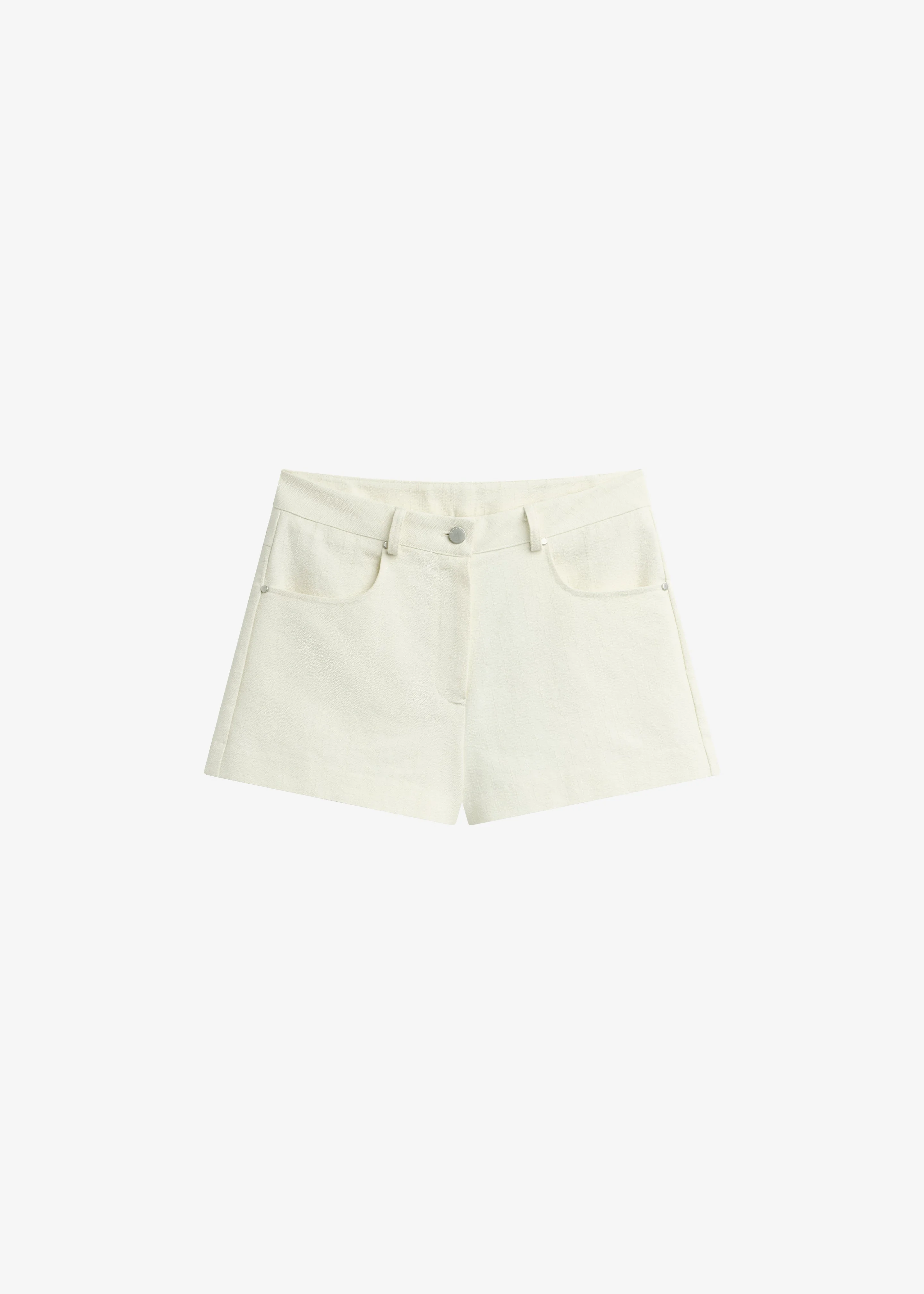 Belma Textured Mini Shorts - Cream - 1