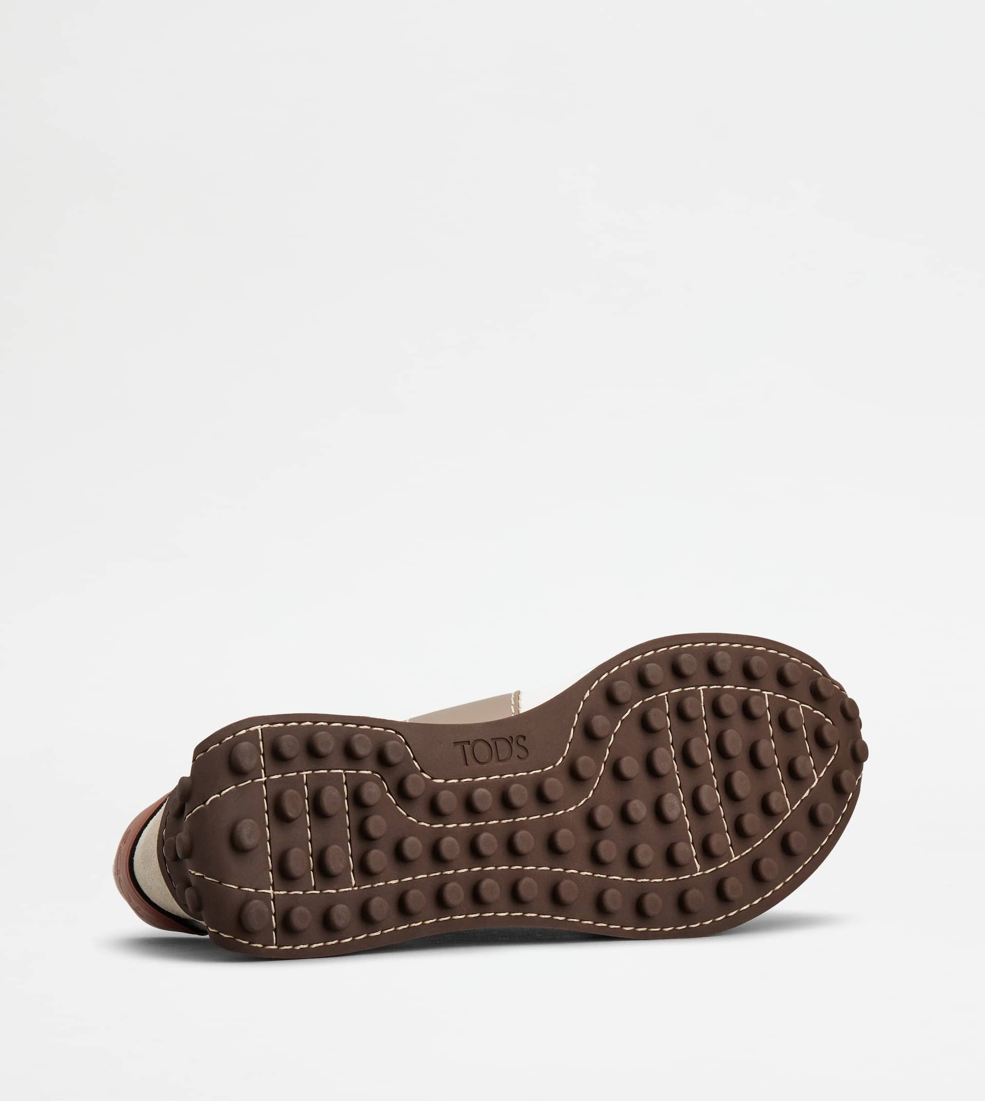 SNEAKERS IN LEATHER AND TECHNICAL FABRIC - BEIGE, BROWN, WHITE - 4