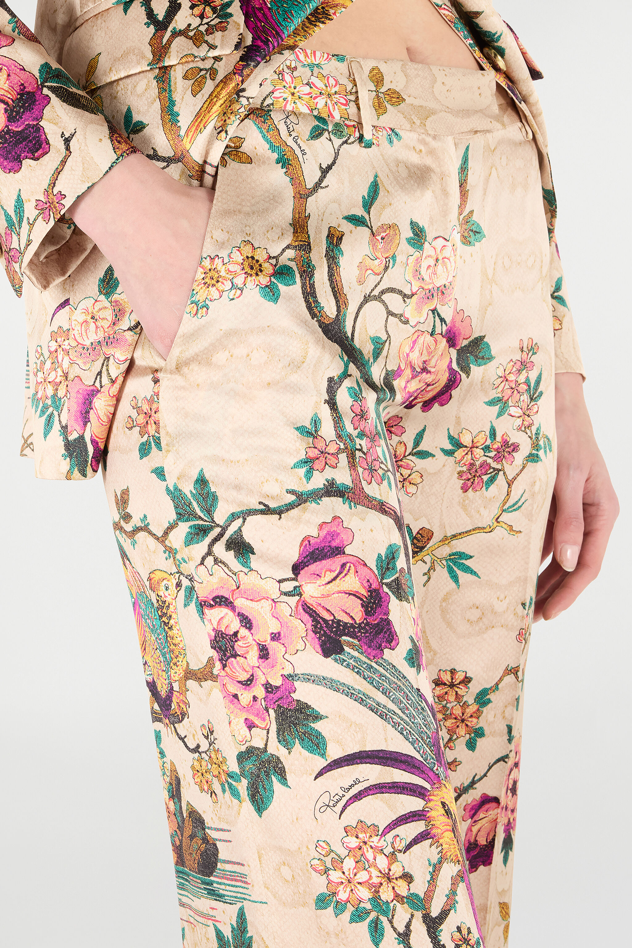Palazzo Pants With Oriental Bird Print - 7
